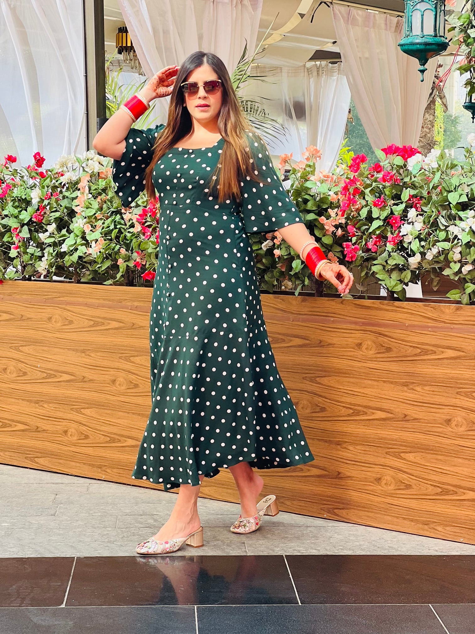 Green Polka Midi