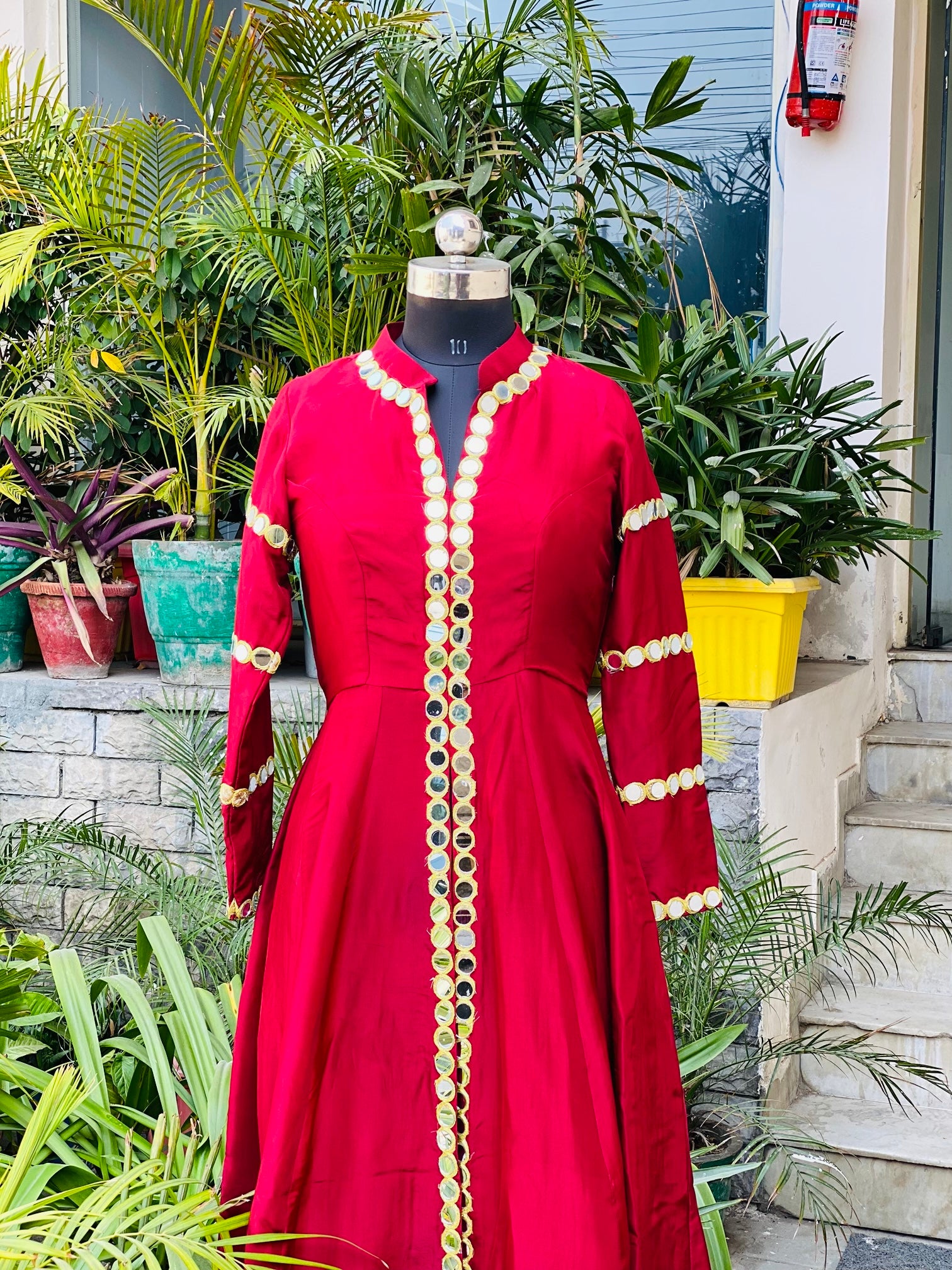 Maroon Mirror Silk Suit