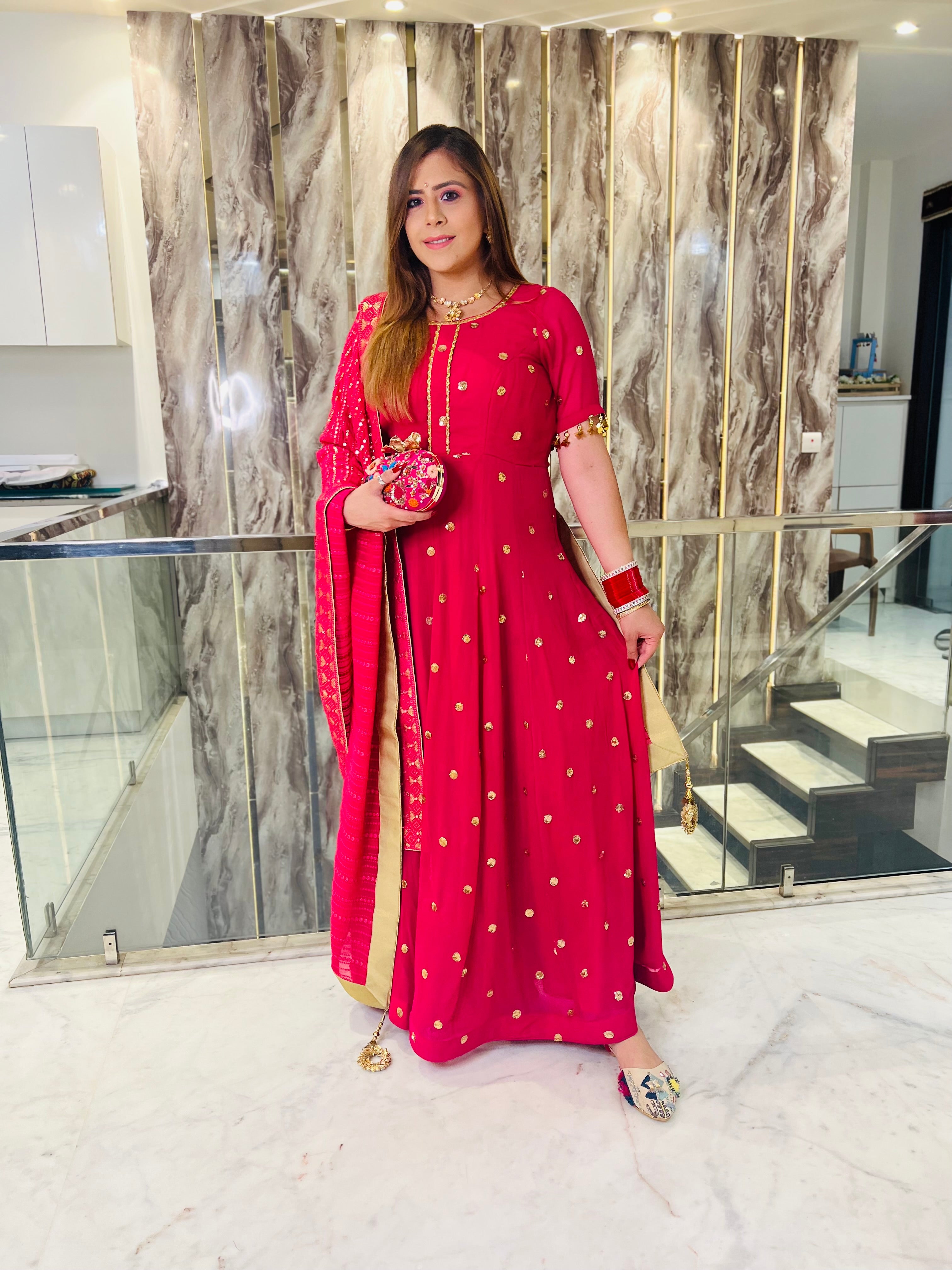 Bubble Gum Pink Anarkali