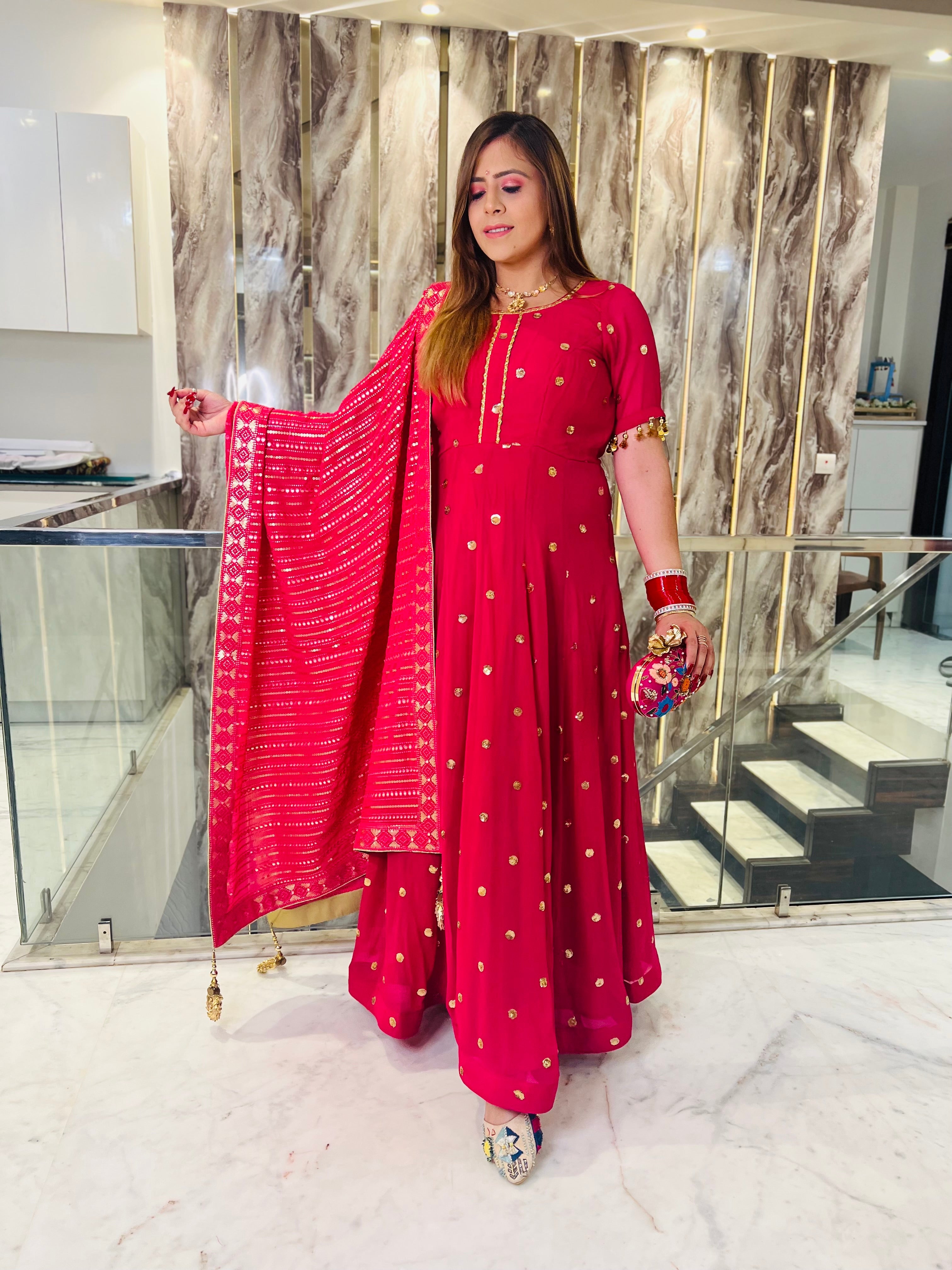 Bubble Gum Pink Anarkali