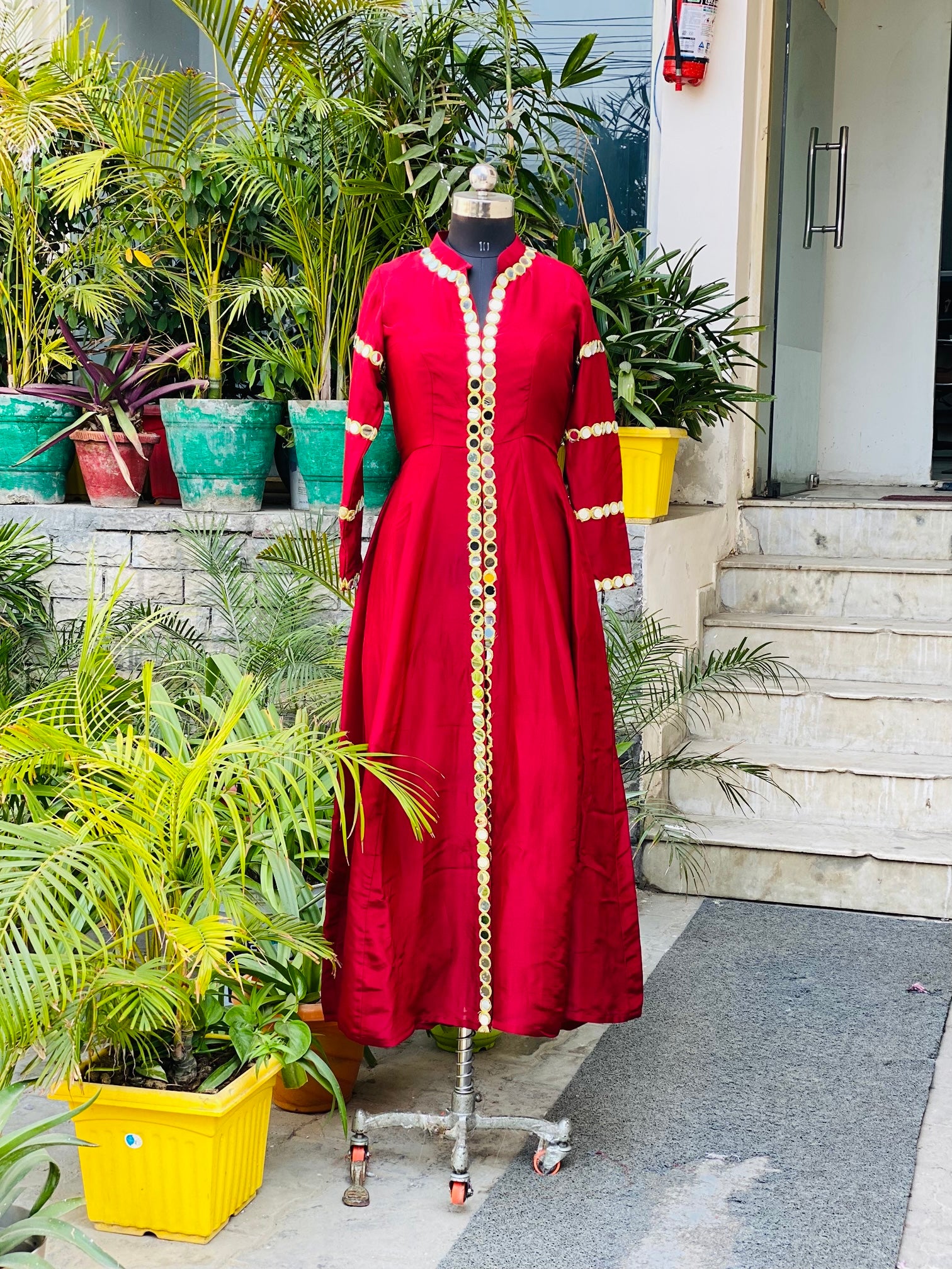 Maroon Mirror Silk Suit