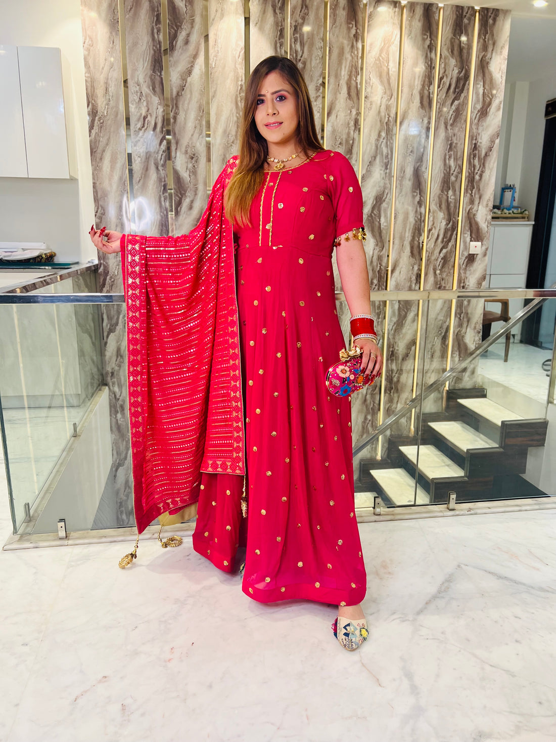 Bubble Gum Pink Anarkali