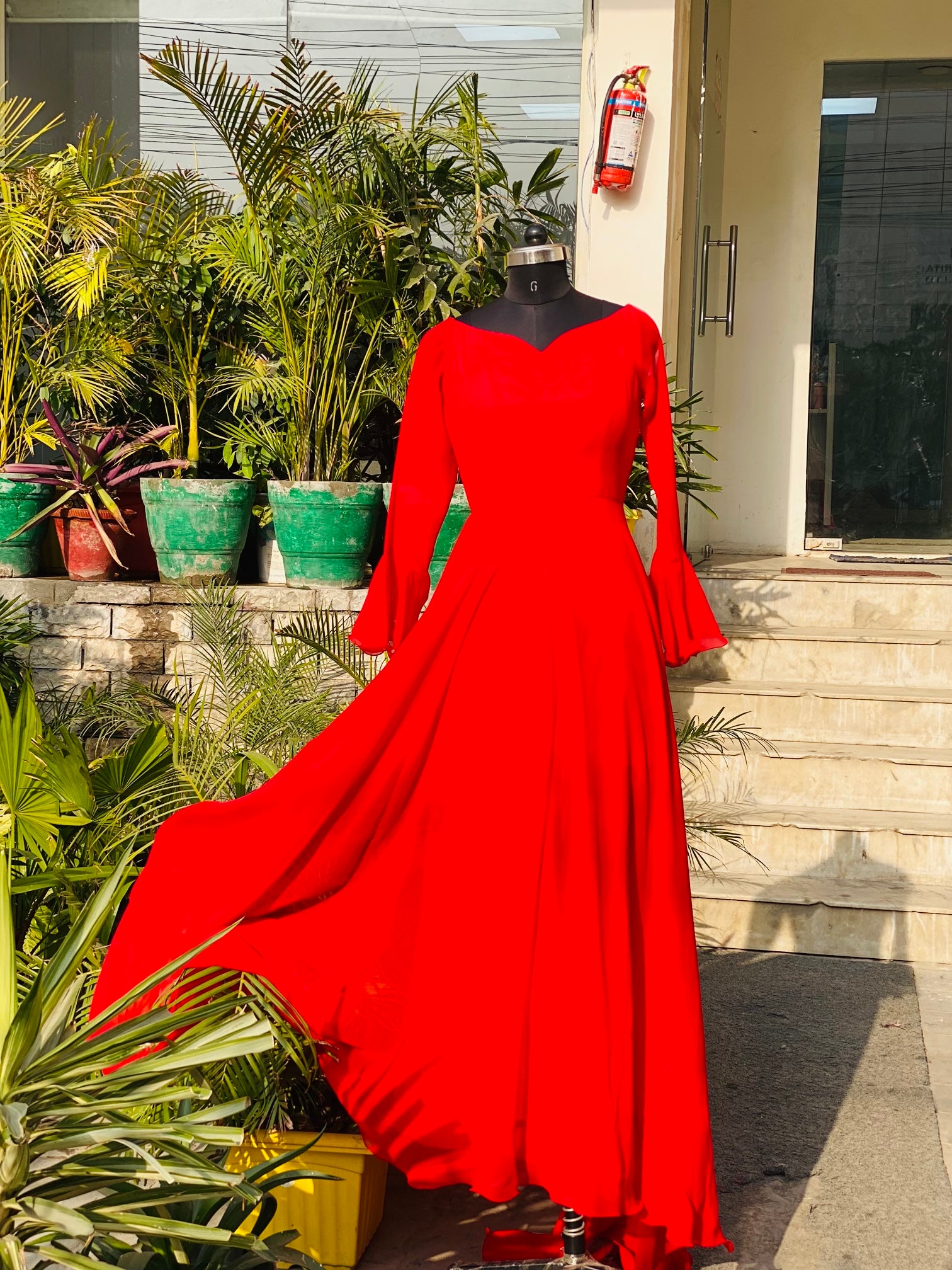 Bright Red Trail Gown