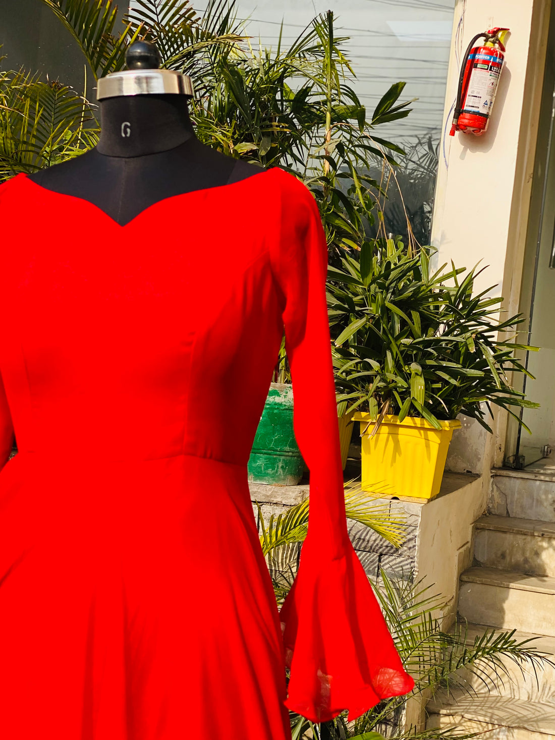 Bright Red Trail Gown