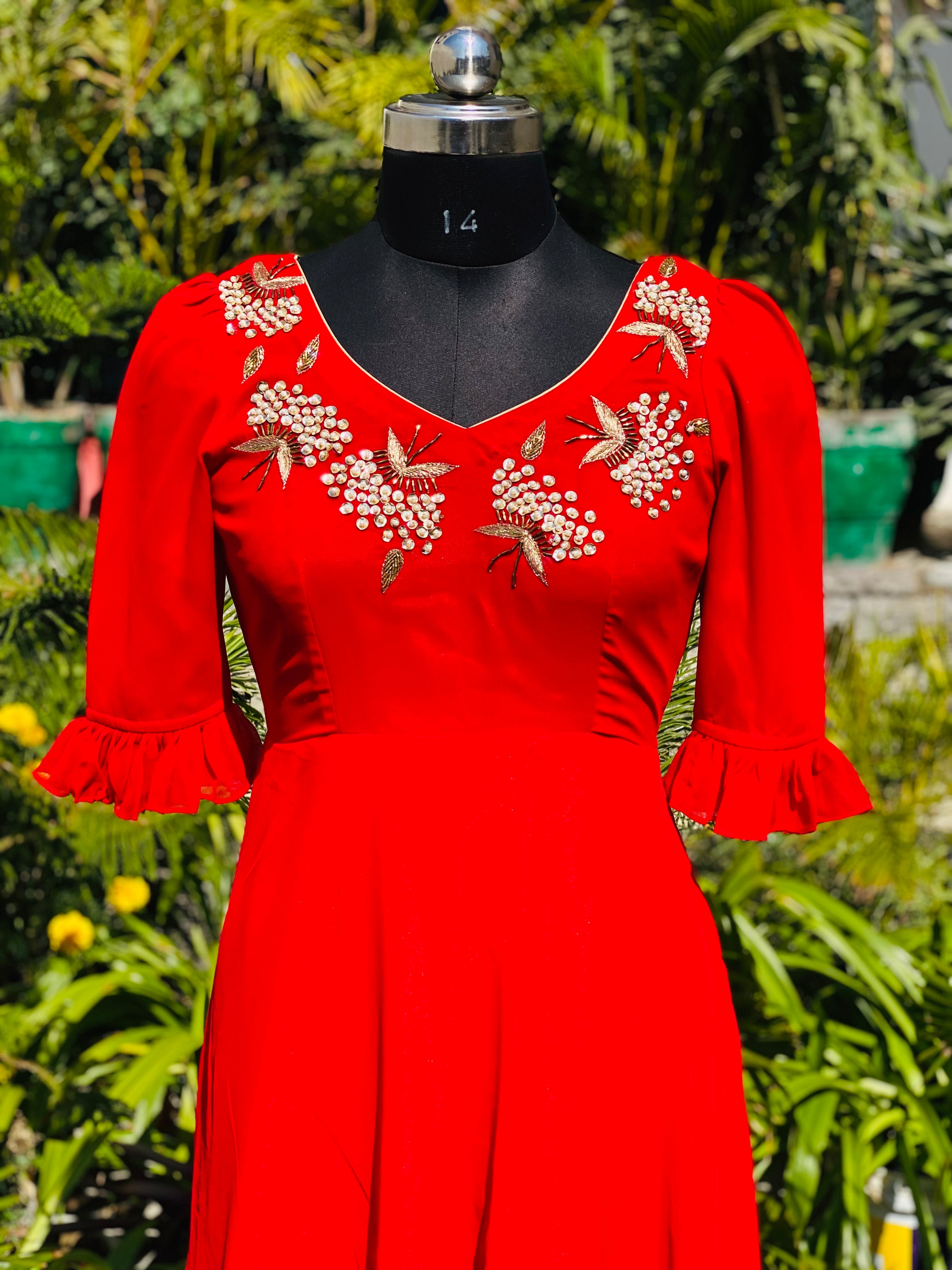 Red Georgette Anarkali