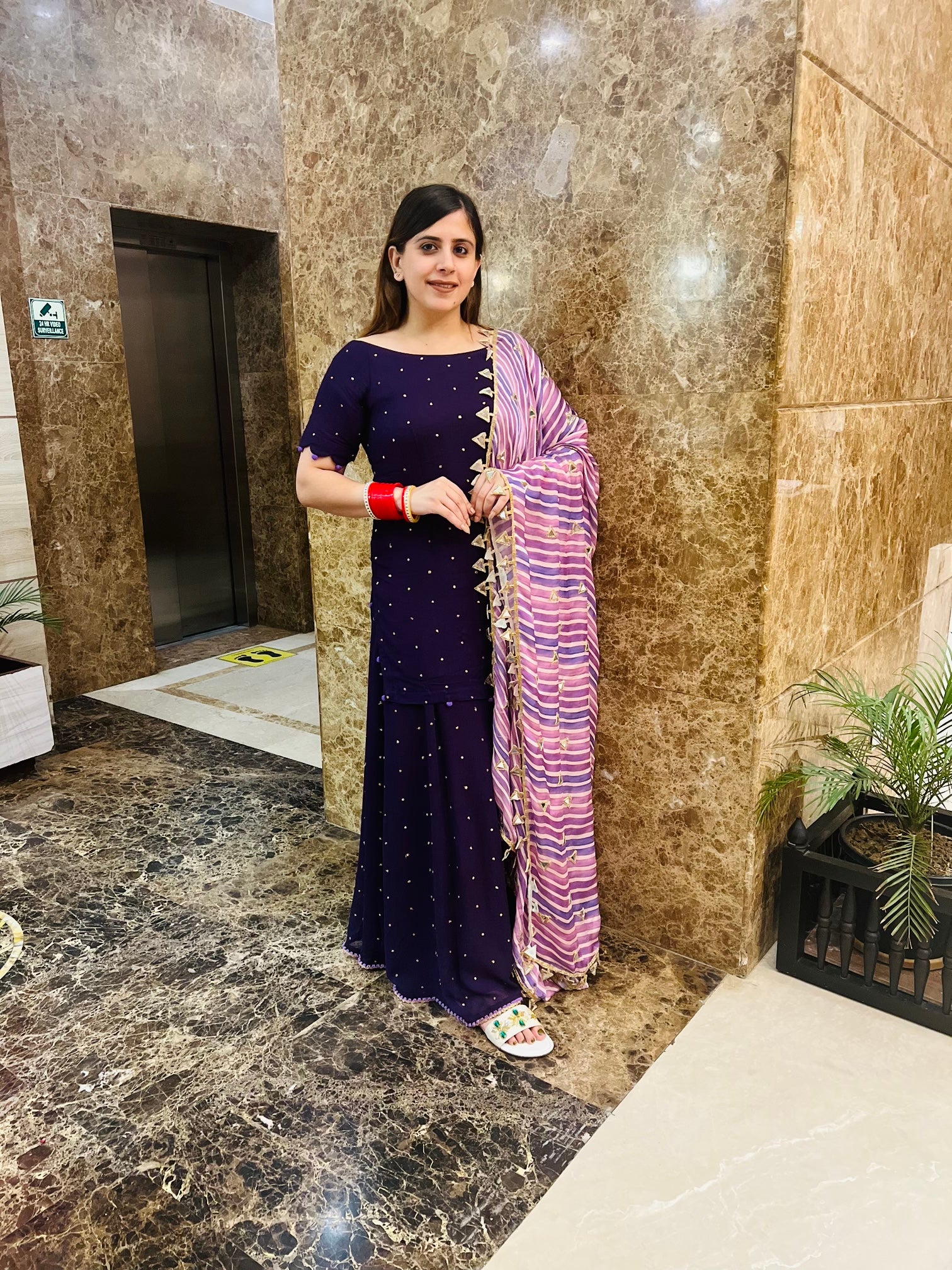 Purple Sharara Suit With Dupatta