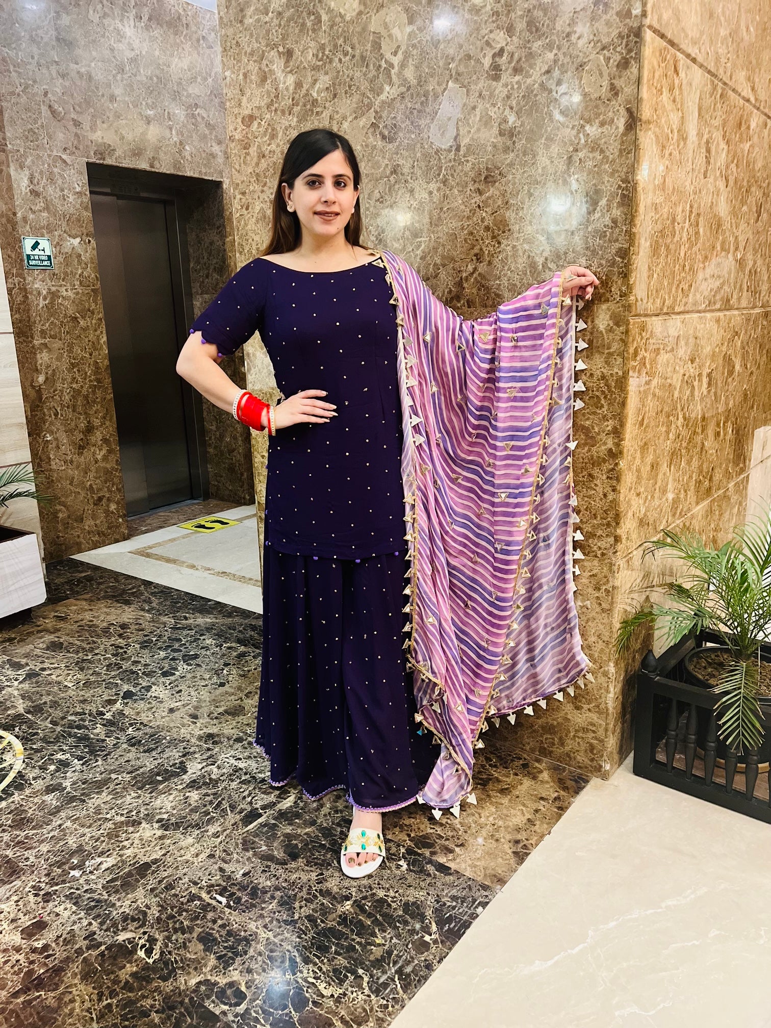 Purple Sharara Suit With Dupatta