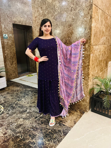 Purple Sharara Suit With Dupatta