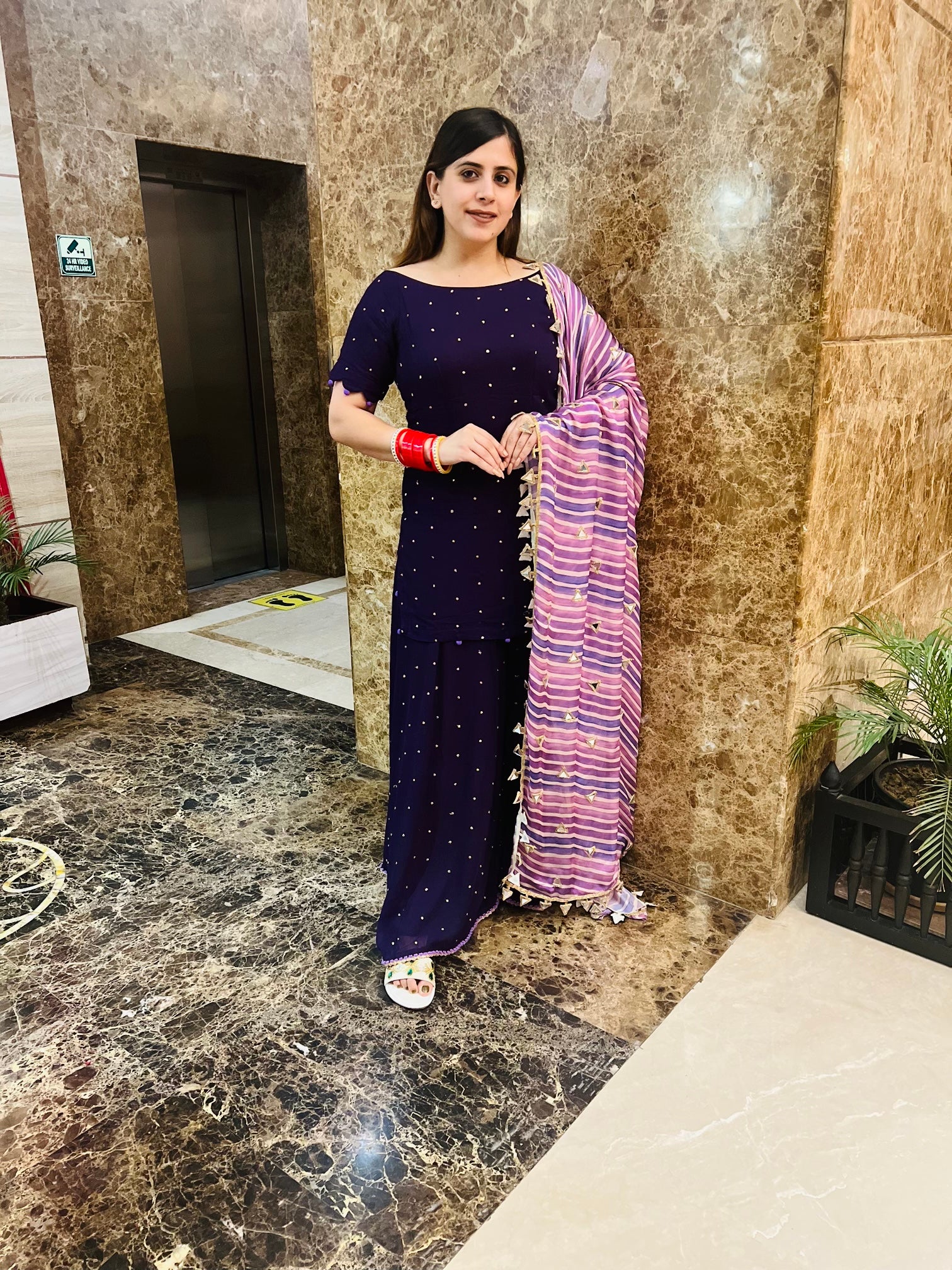 Purple Sharara Suit With Dupatta