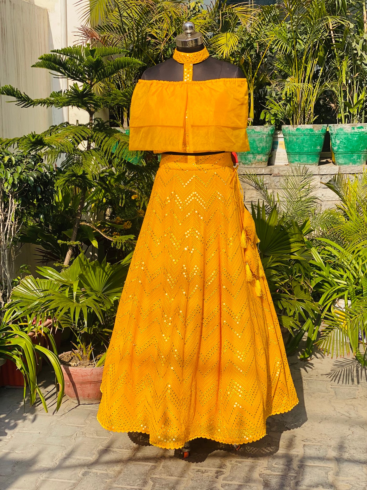 Yellow Georgette Lehenga Set