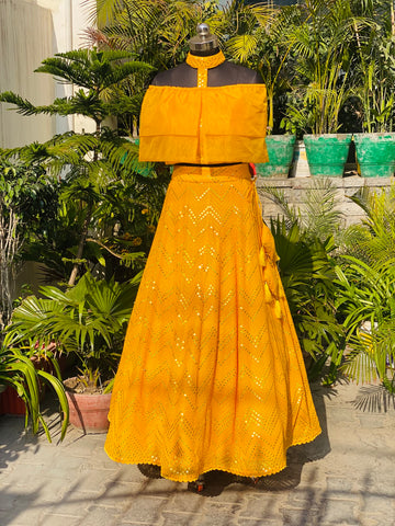 Yellow Georgette Lehenga Set