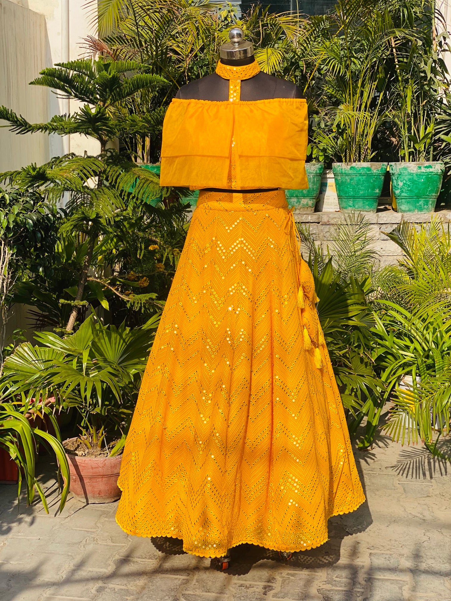 Yellow Georgette Lehenga Set