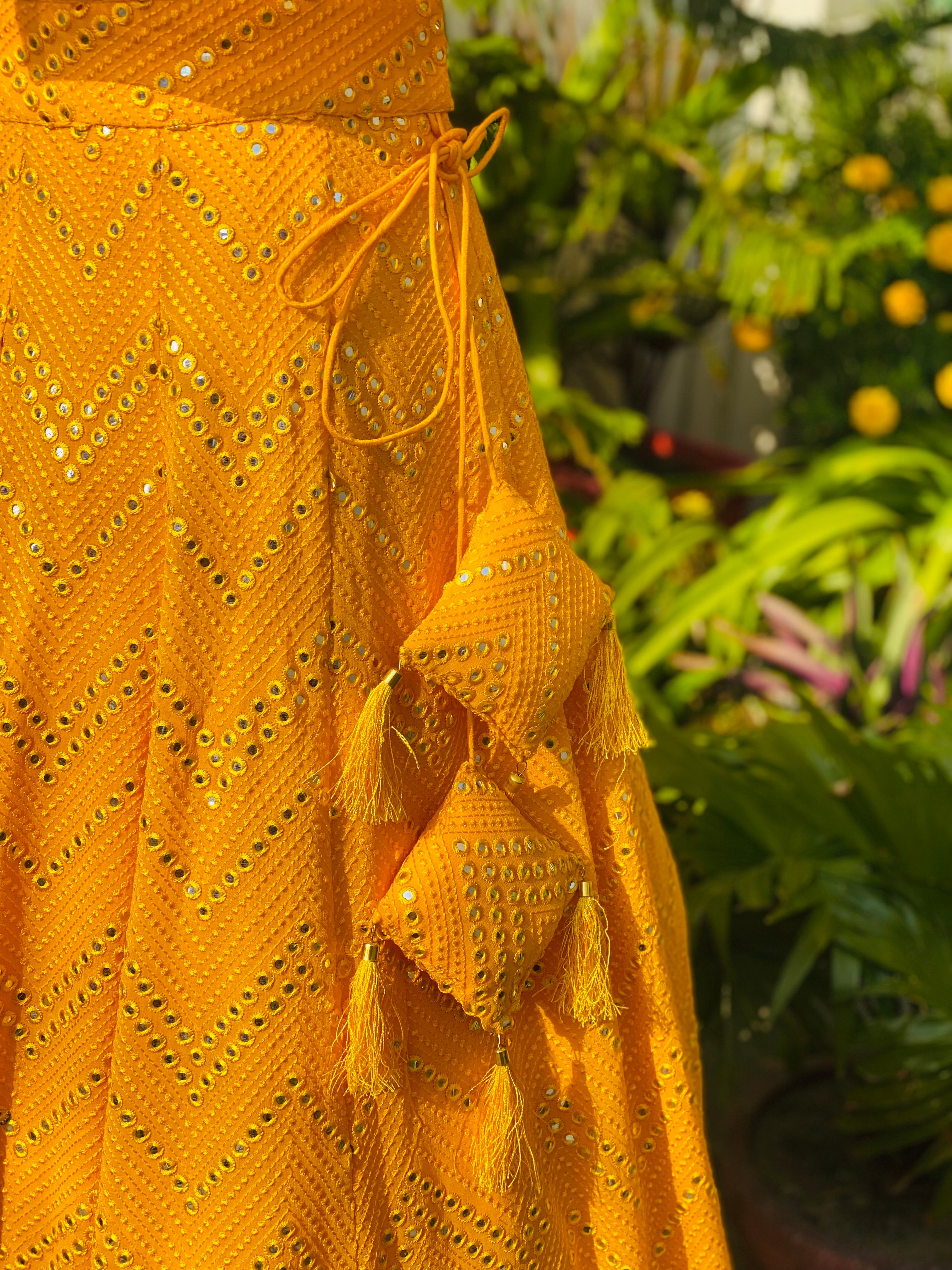 Yellow Georgette Lehenga Set