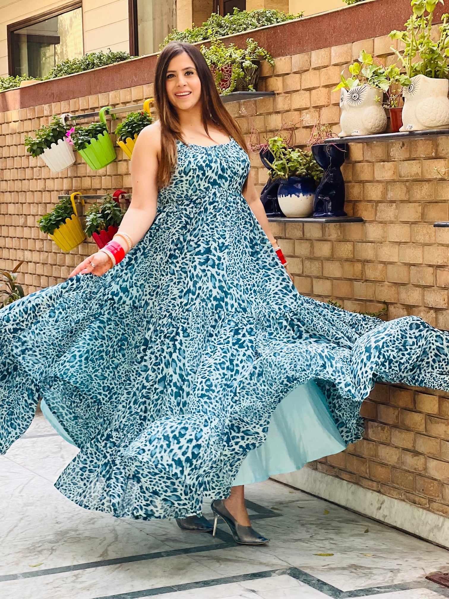 Sky Blue Cheetah Maxi