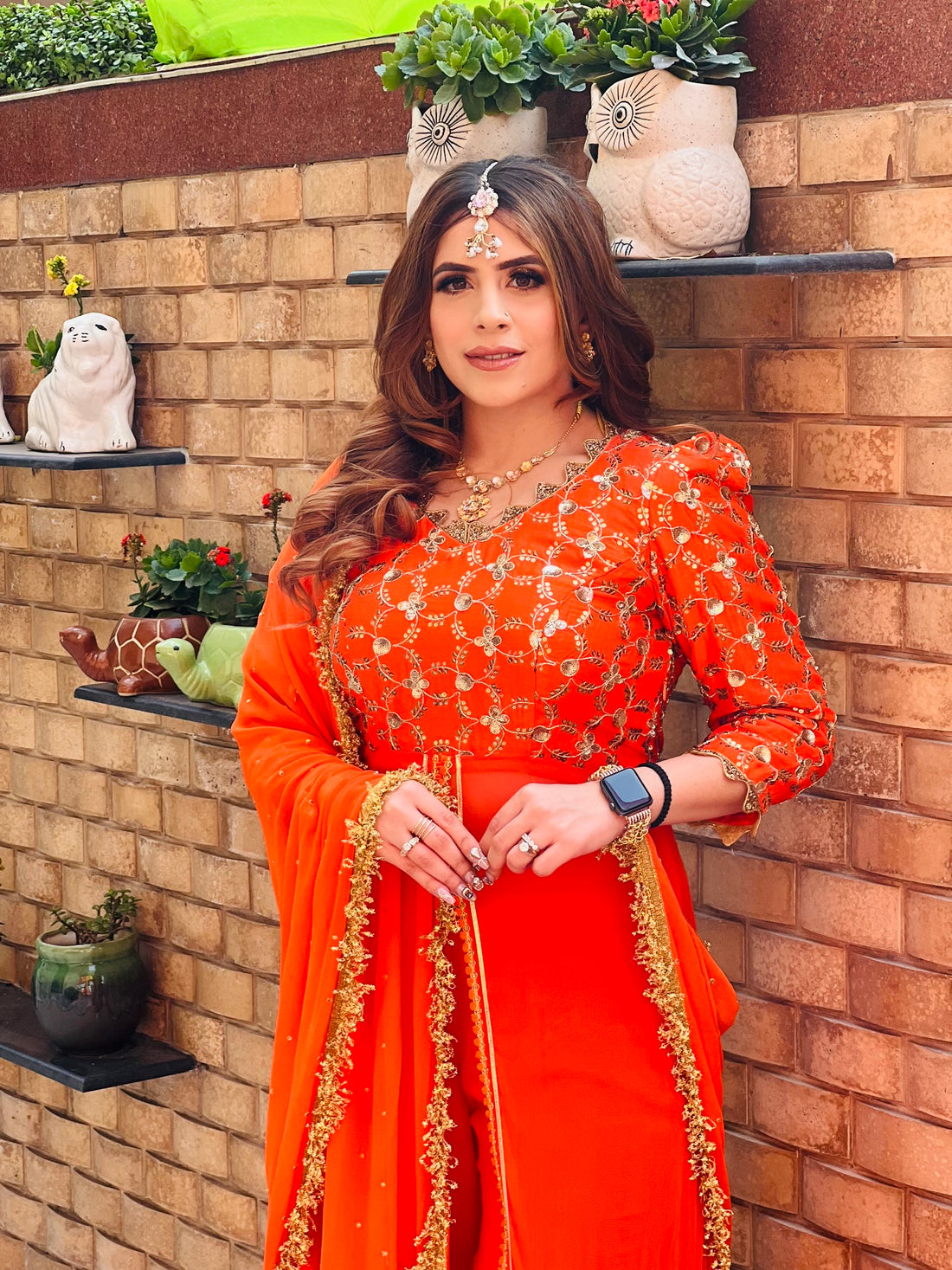 Orange Garara Suit  With Dupatta
