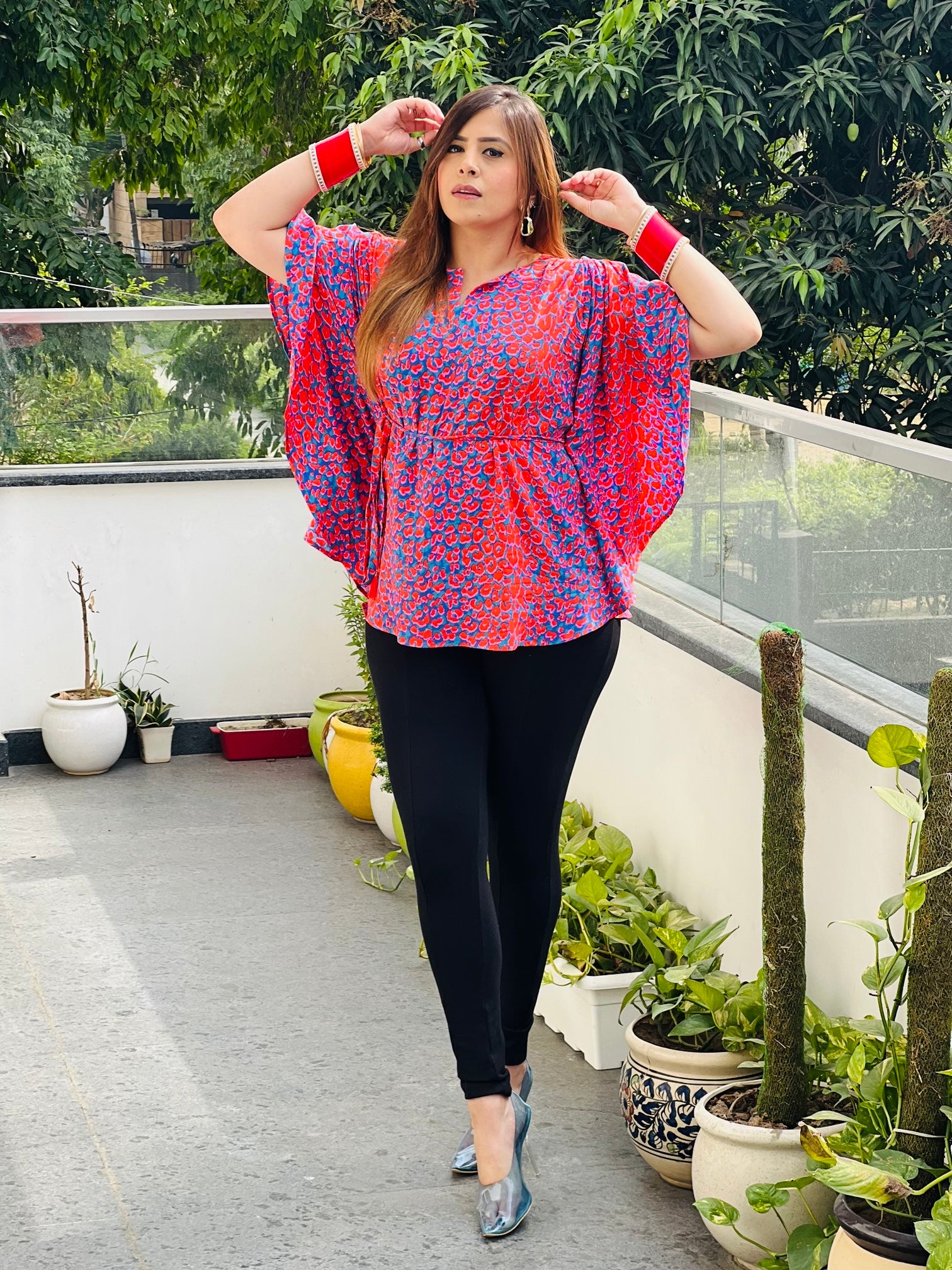 Rayon Cheetah Kaftaan Top