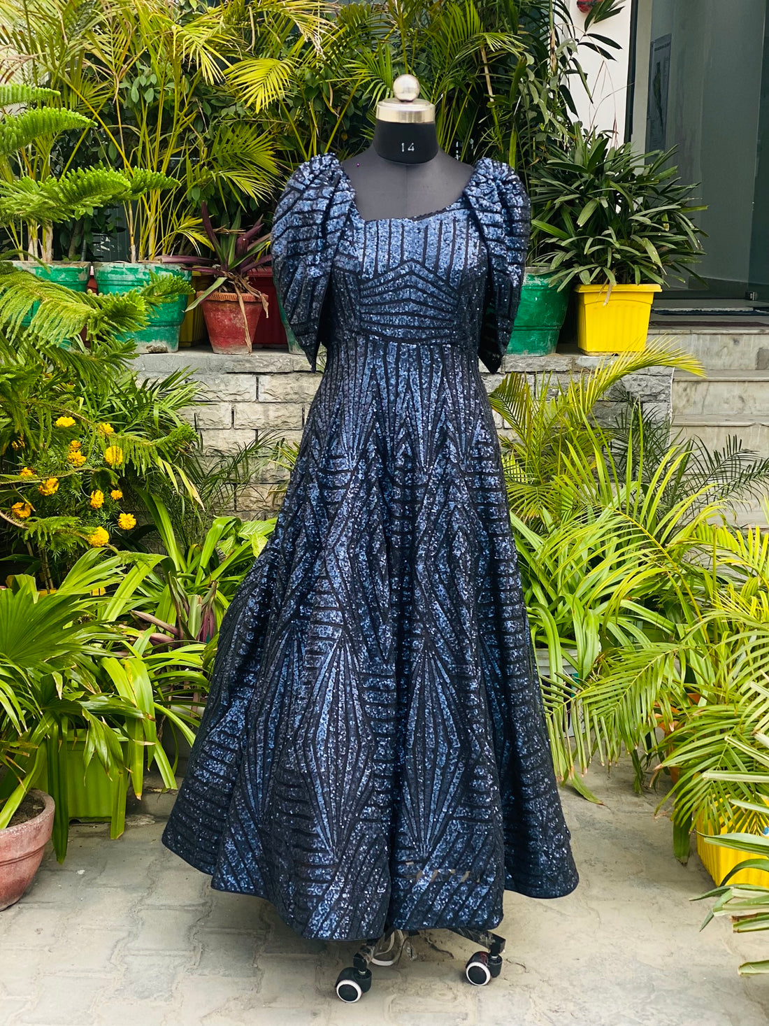Navy Blue Sequin Gown