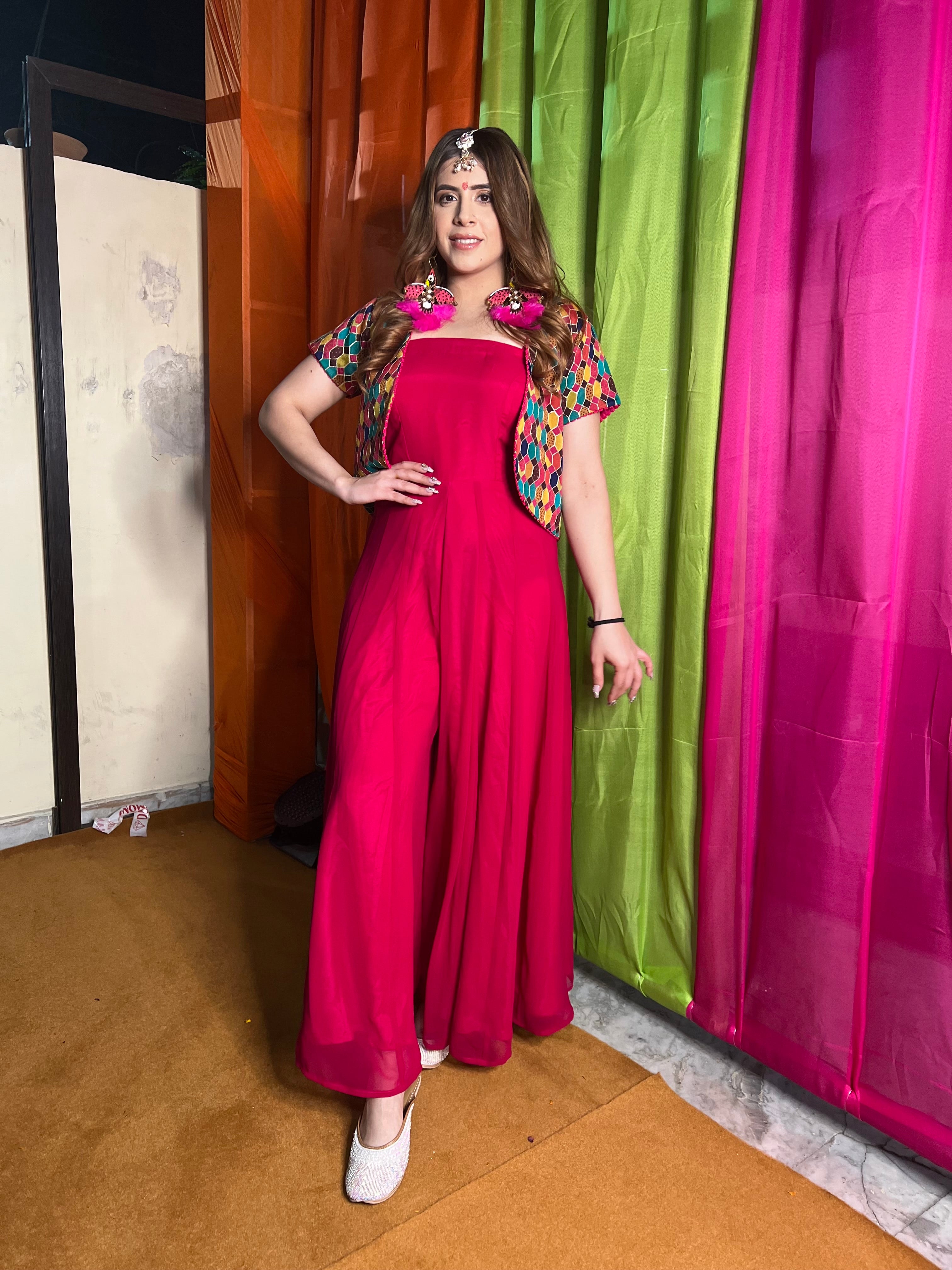 Pink Jumpsuit With Jacket