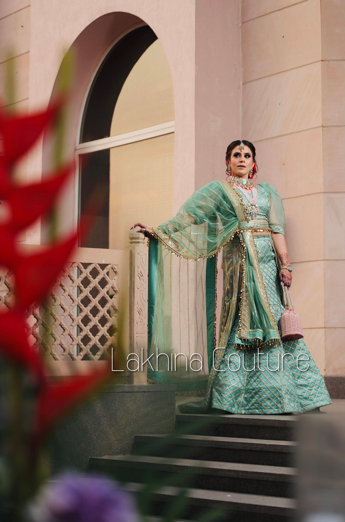 Sage Green Embroidered Lehenga
