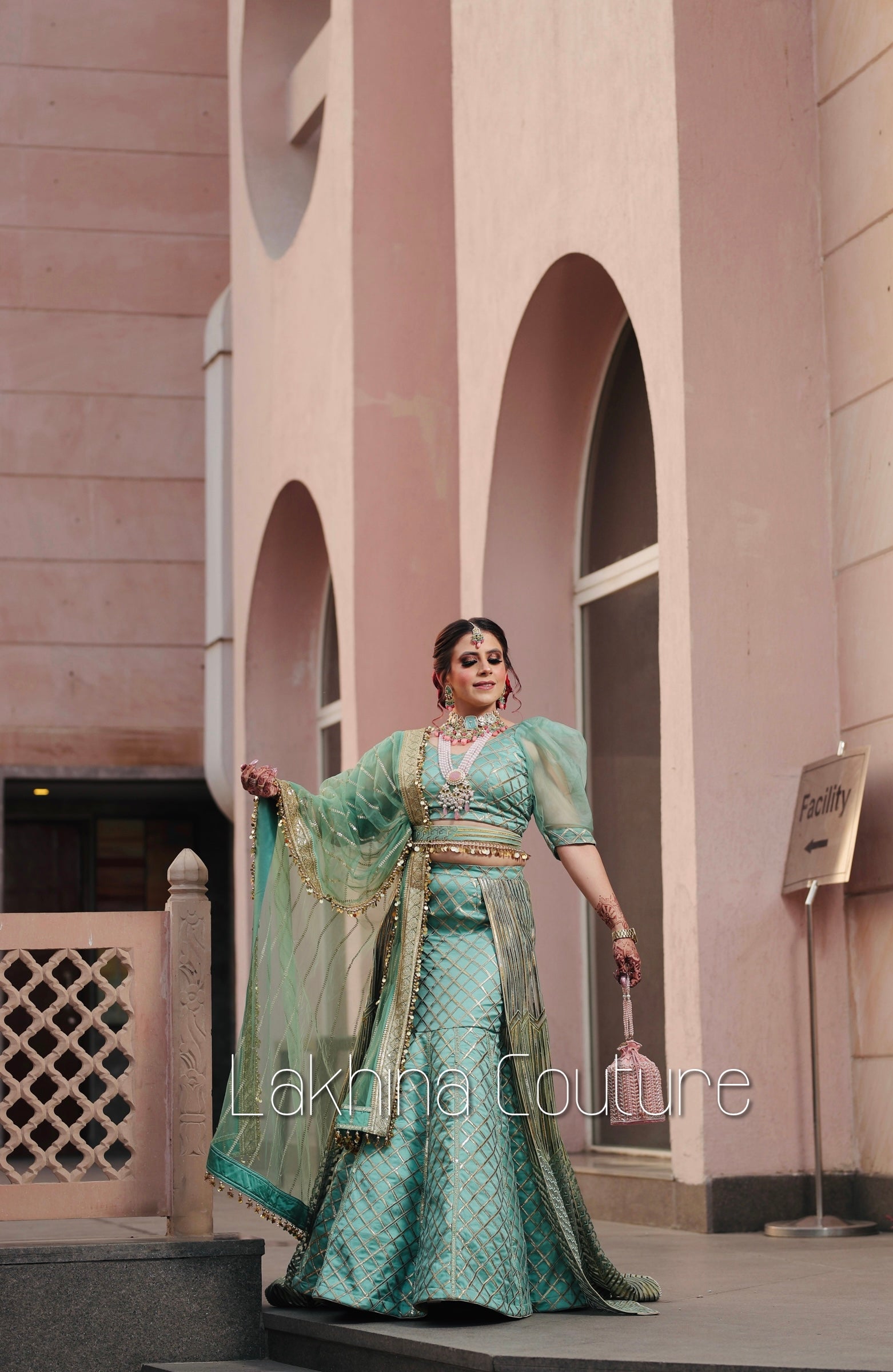 Sage Green Embroidered Lehenga
