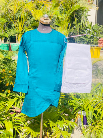 Menswear Peacock Blue Kurta with Pants