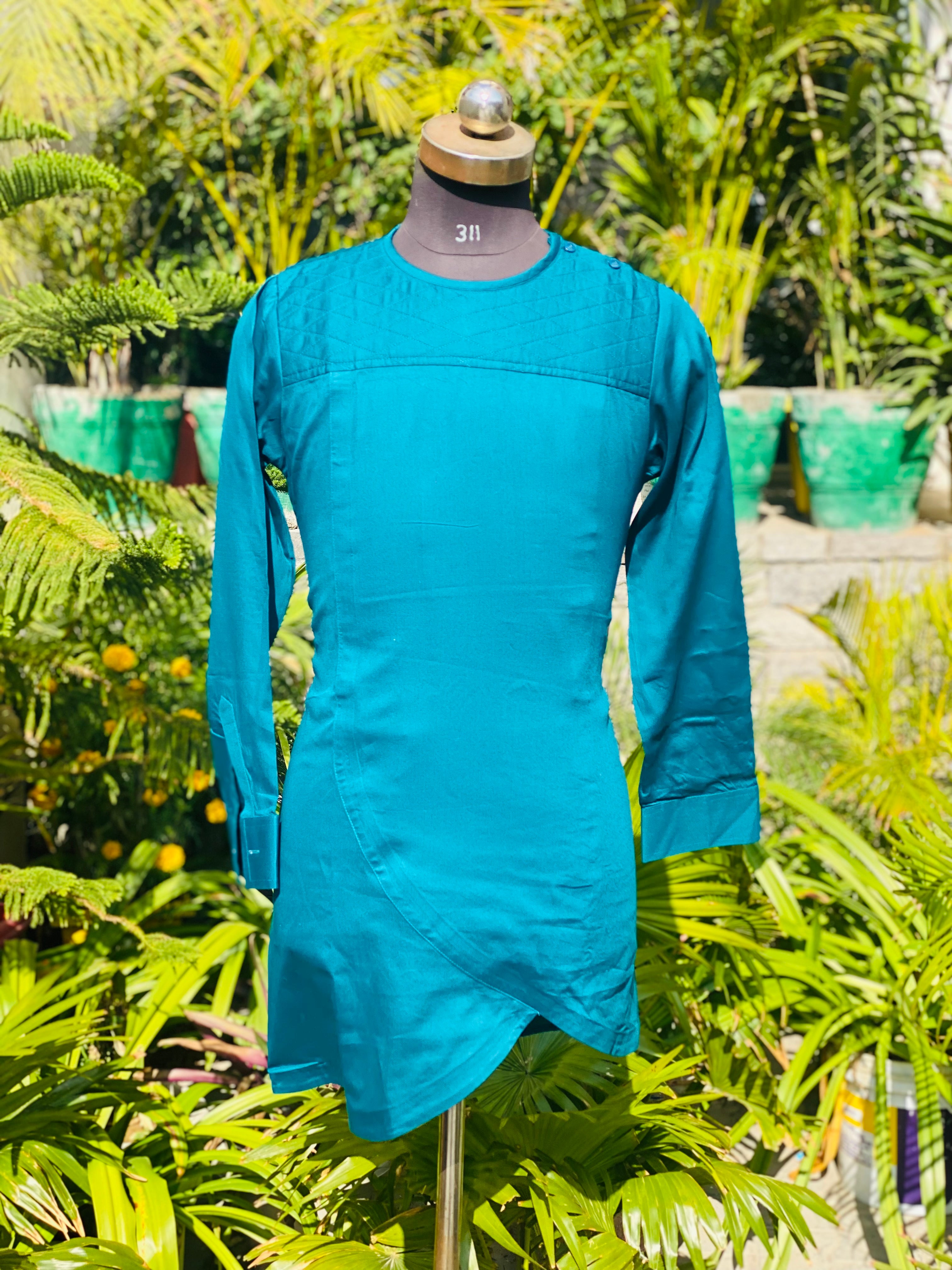 Menswear Peacock Blue Kurta with Pants