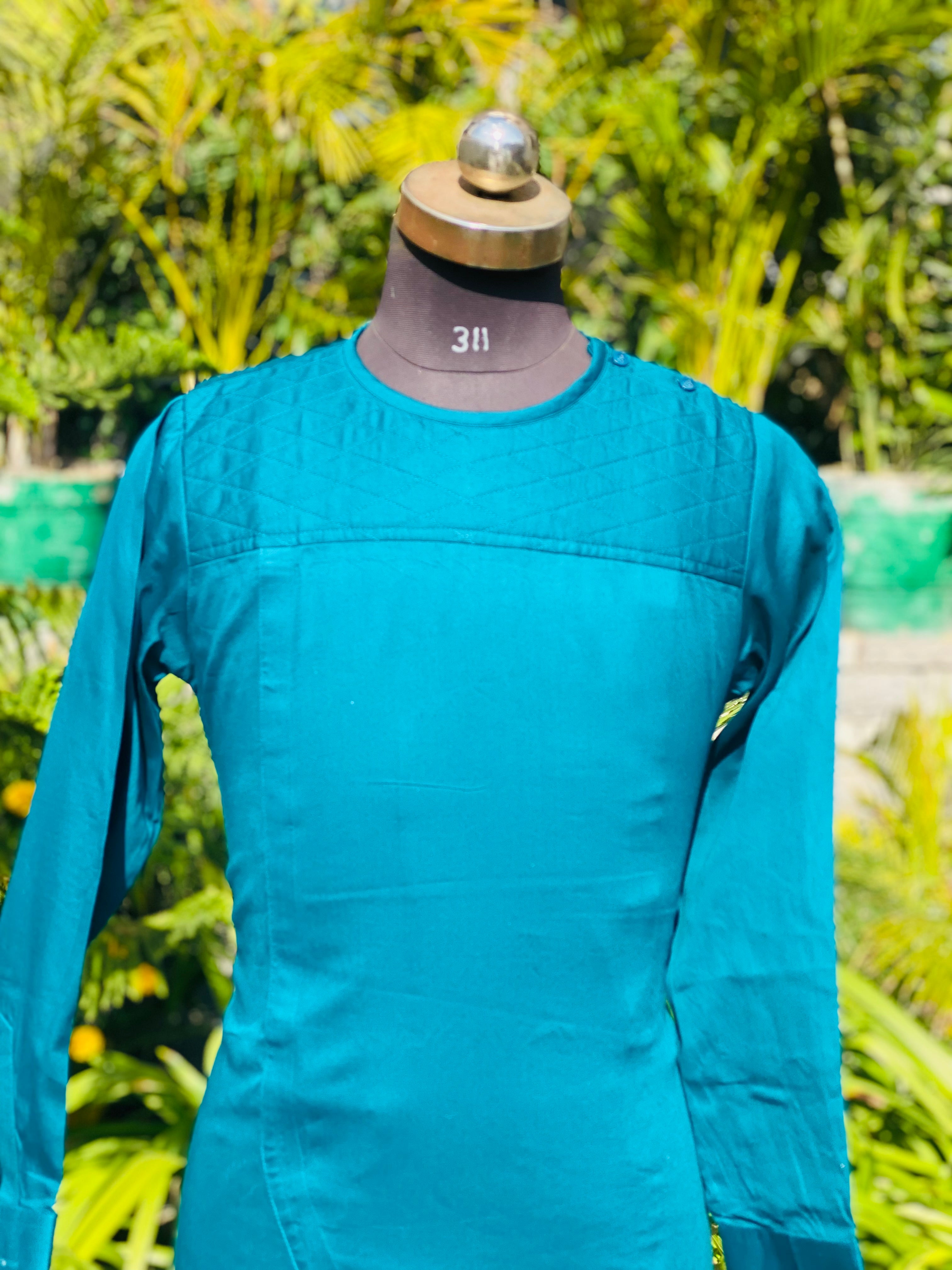 Menswear Peacock Blue Kurta with Pants