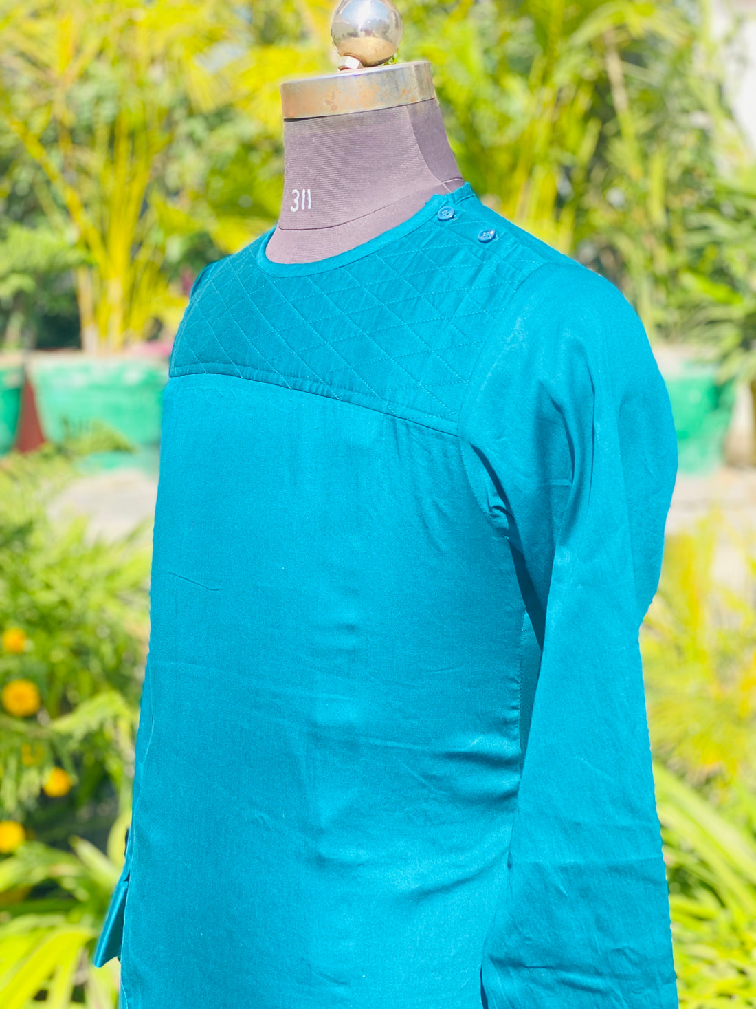 Menswear Peacock Blue Kurta with Pants