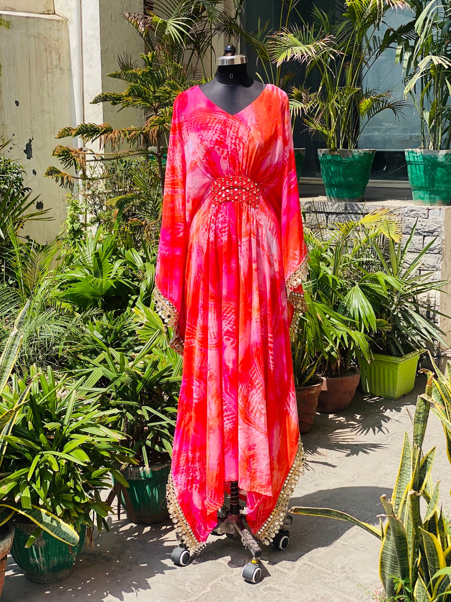 Pink Faux Mirror Kaftaan