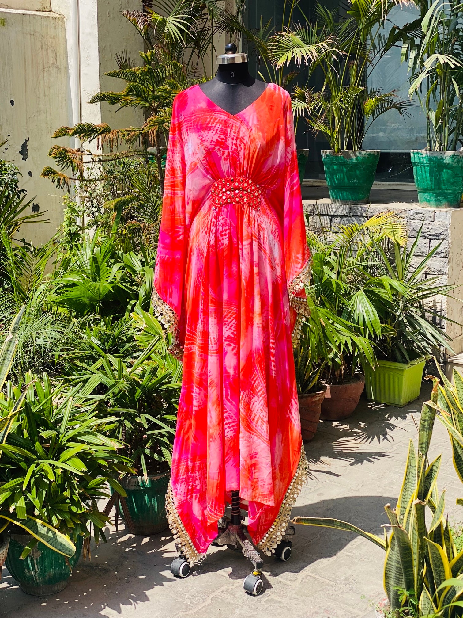 Pink Faux Mirror Kaftaan