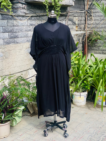 Black Sequin Patch Kaftaan