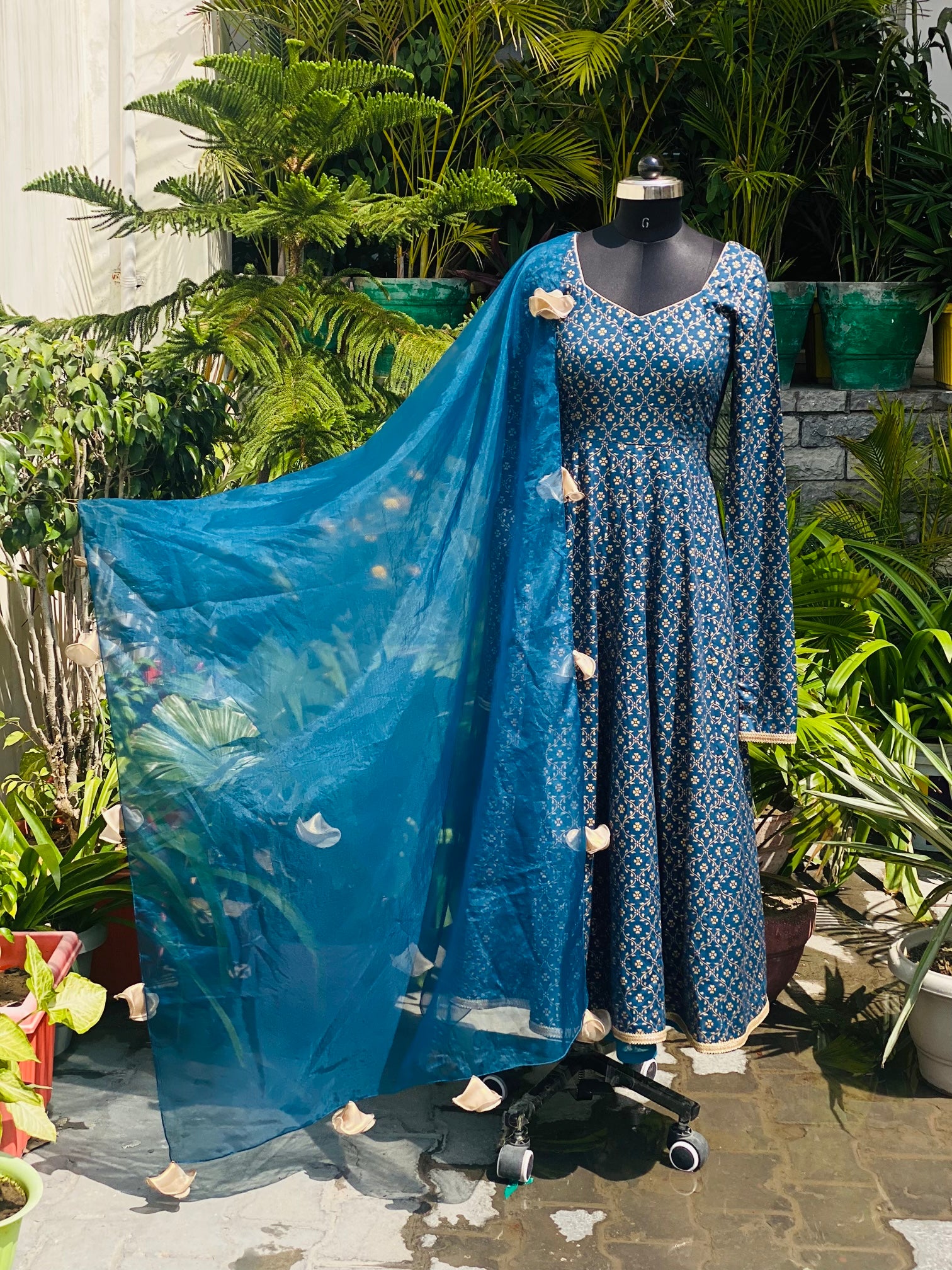 Teal Anarkali With Dupatta