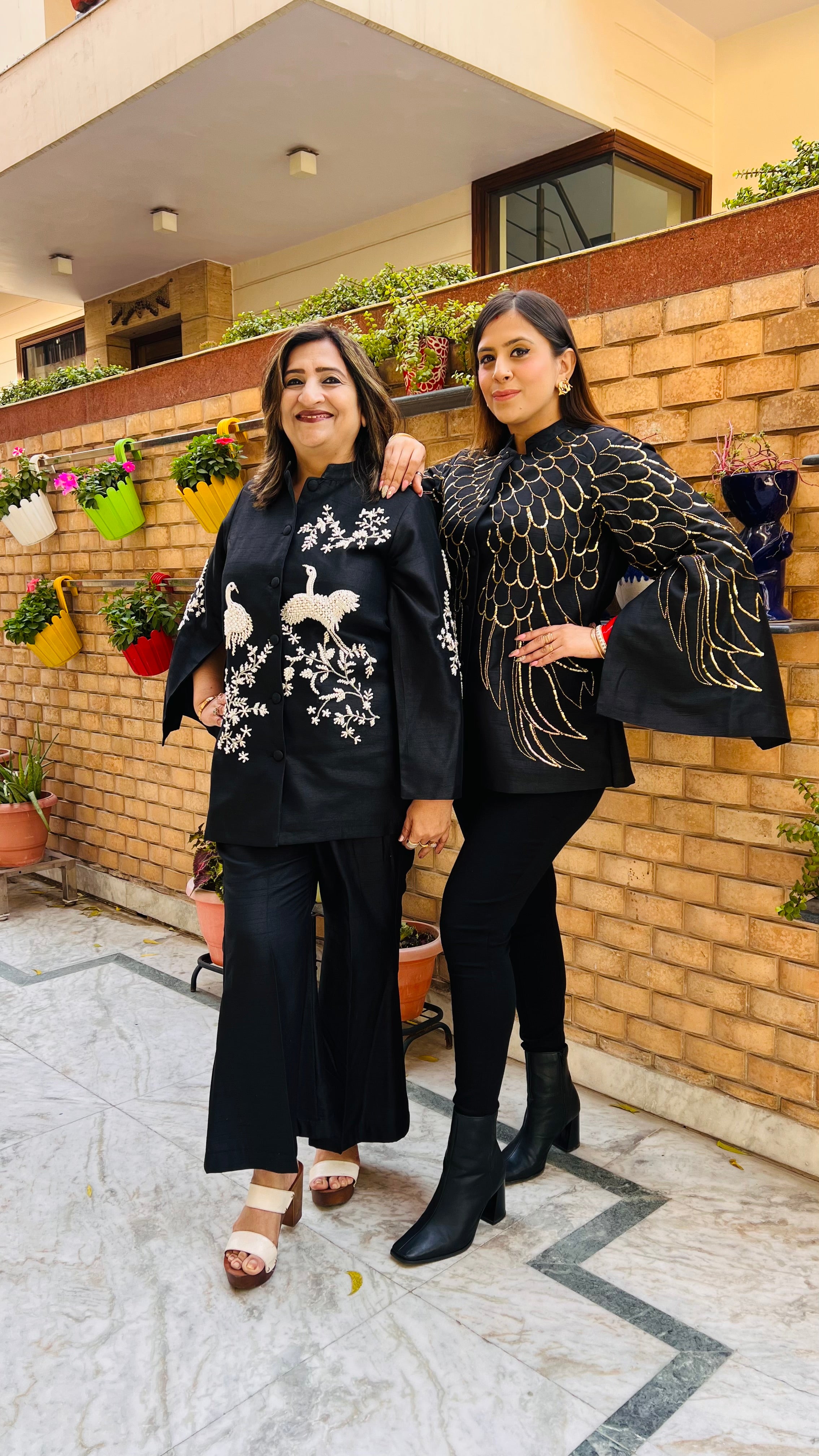 Black Embroidered Raw Silk Co-Ord Set