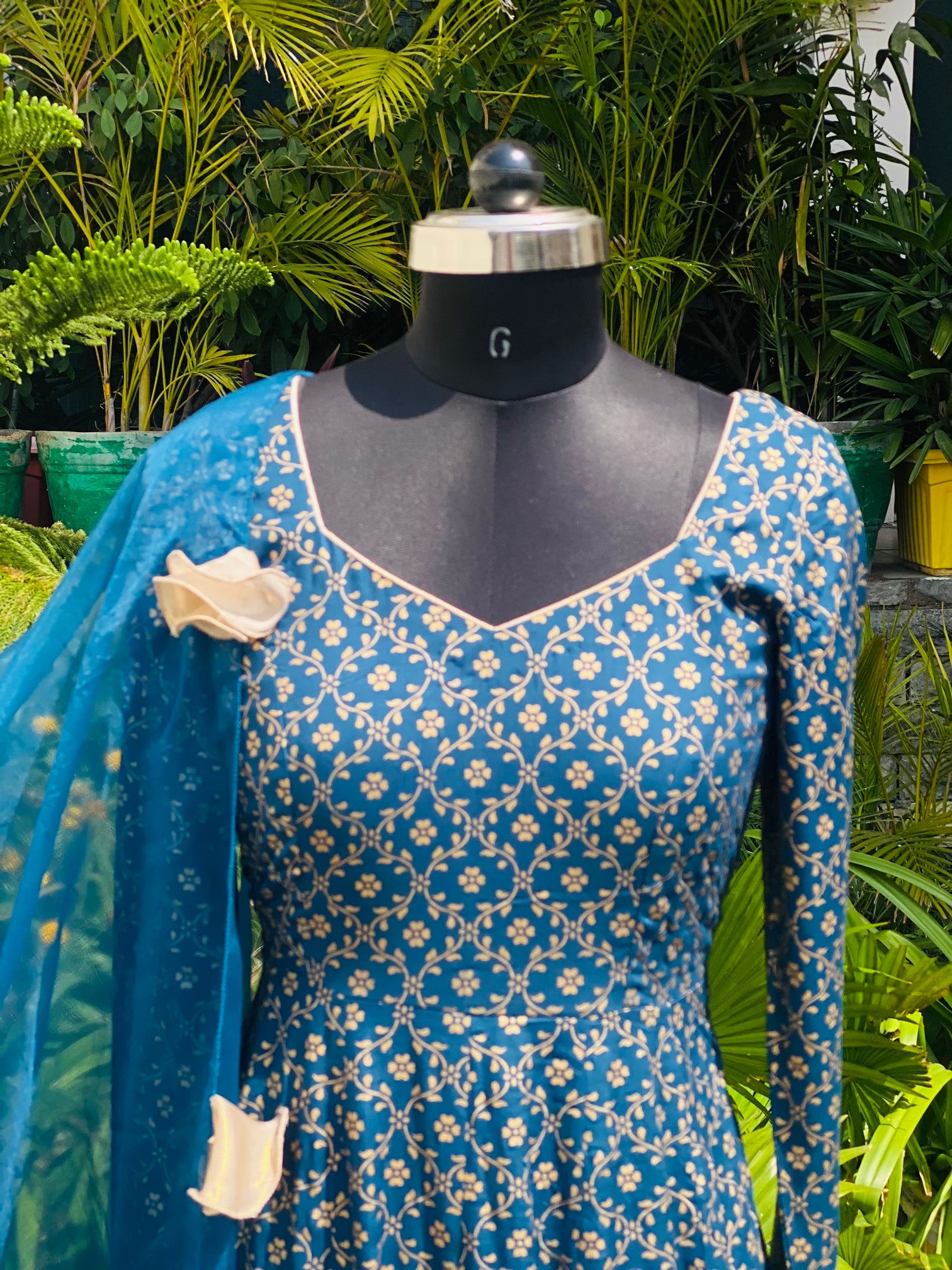 Teal Anarkali With Dupatta