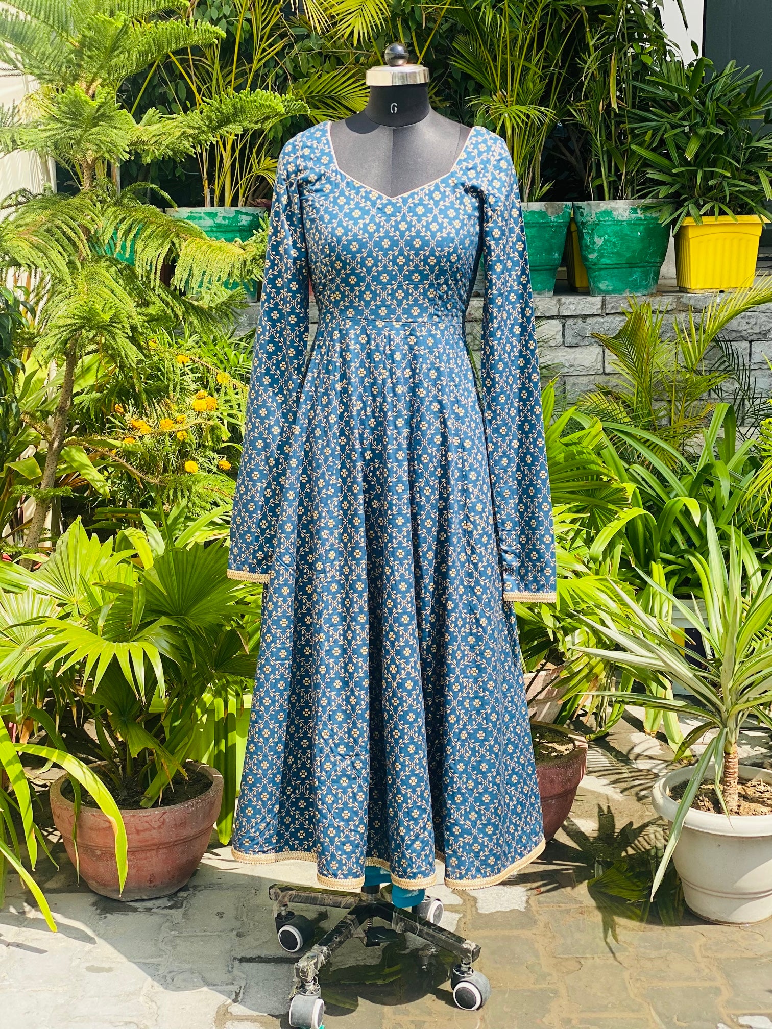 Teal Anarkali With Dupatta
