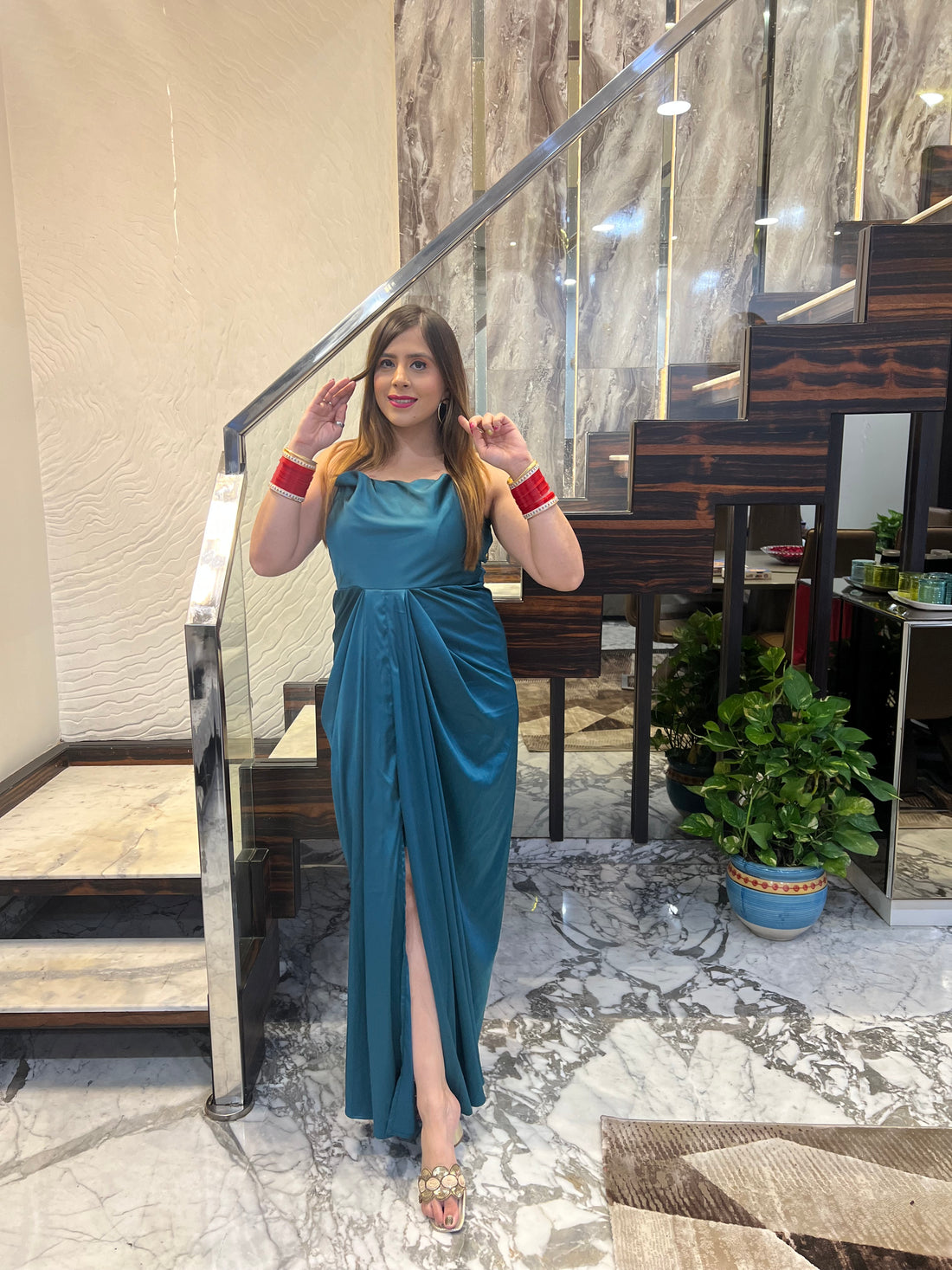 Teal Green Drape Maxi