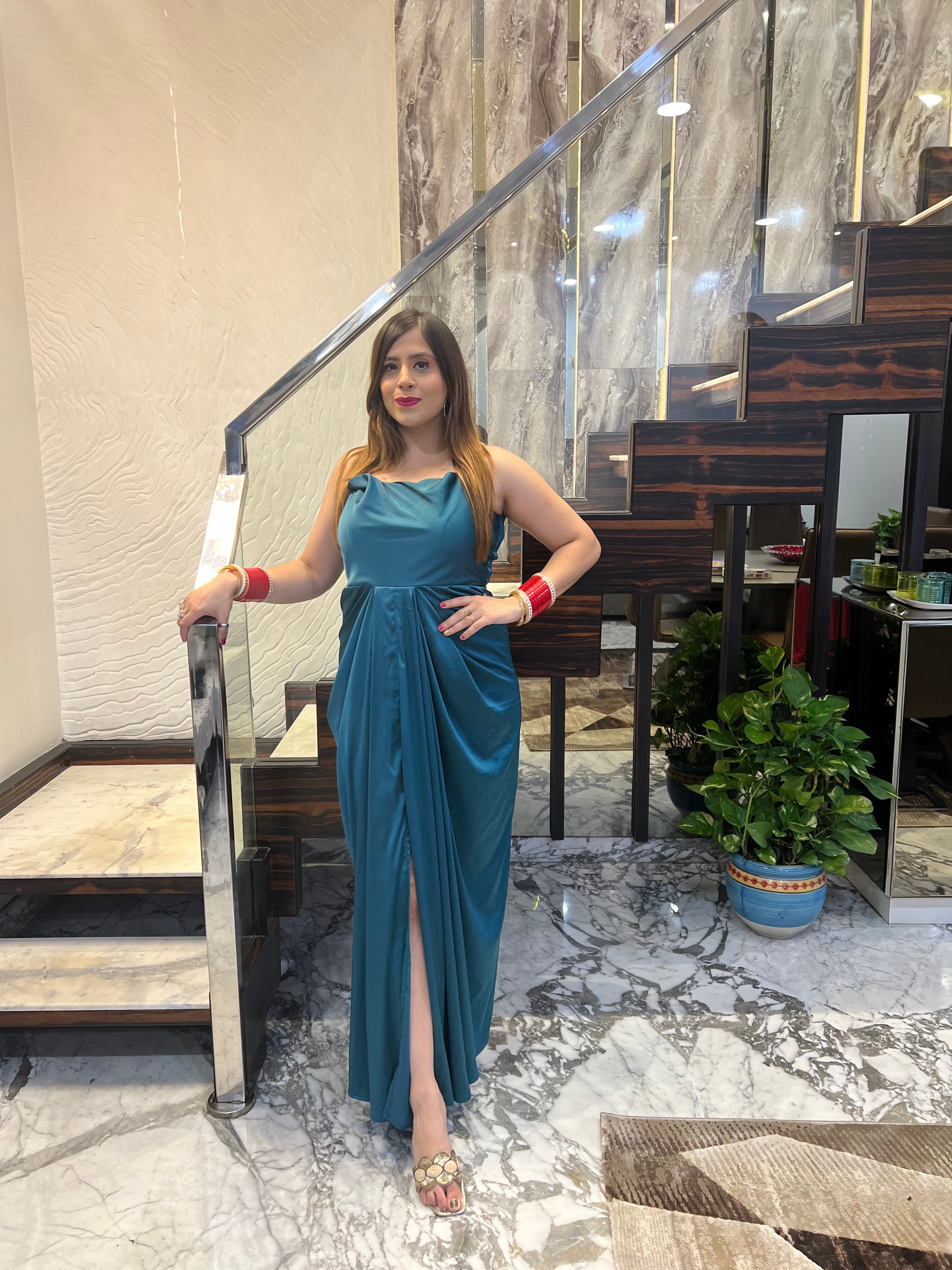 Teal Green Drape Maxi