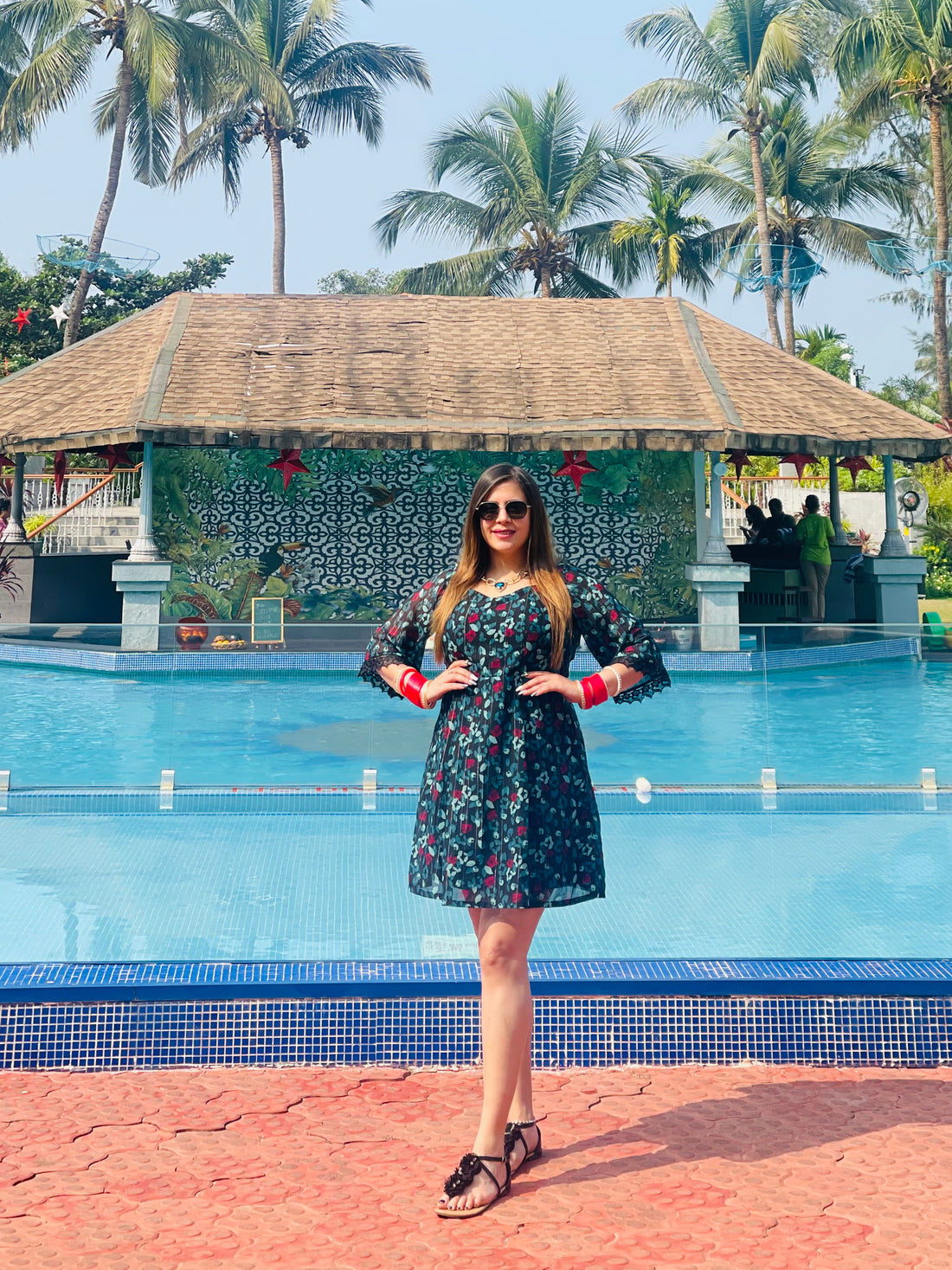 Black-Teal Lurex Cheetah Dress