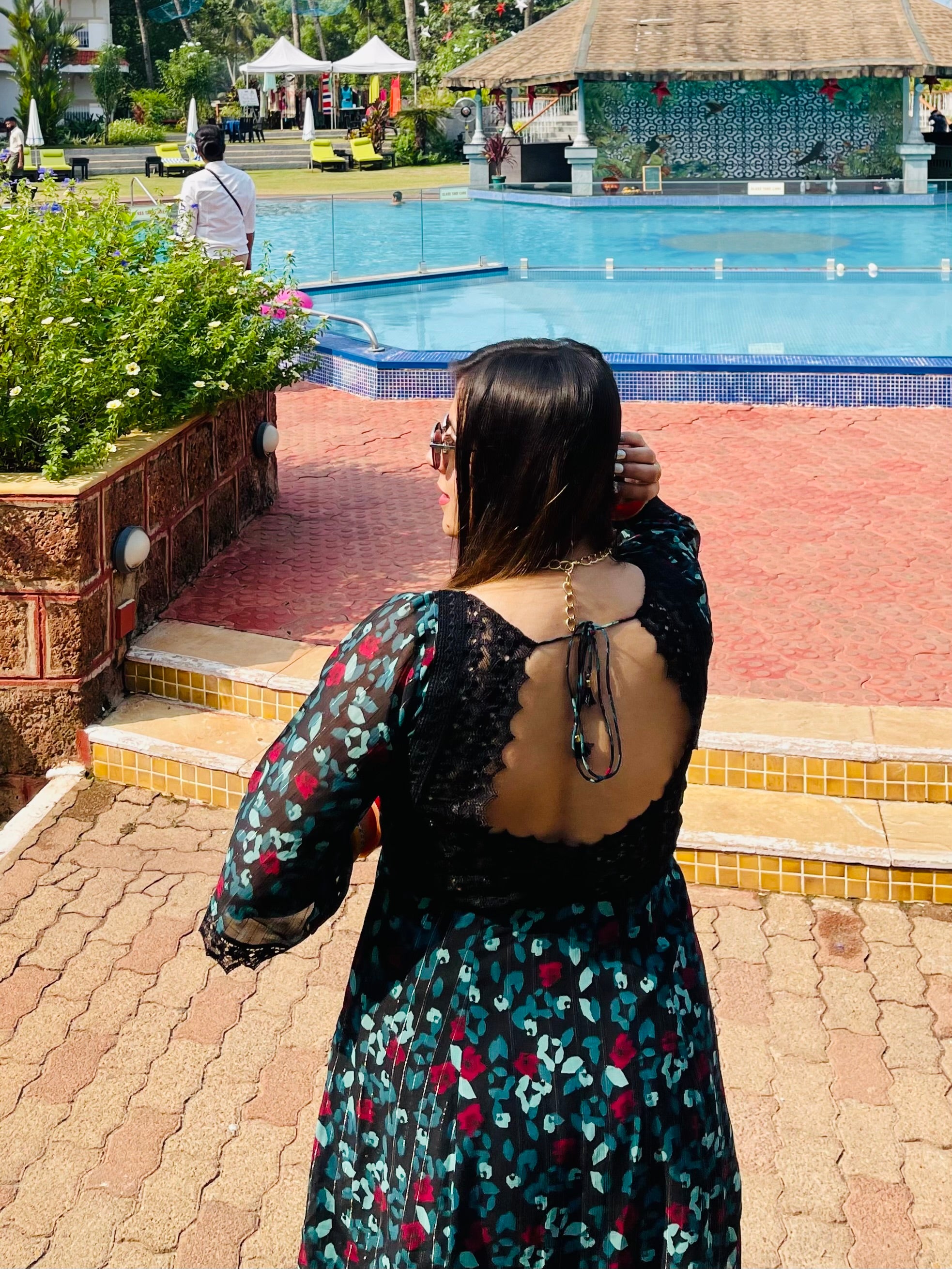 Black-Teal Lurex Cheetah Dress