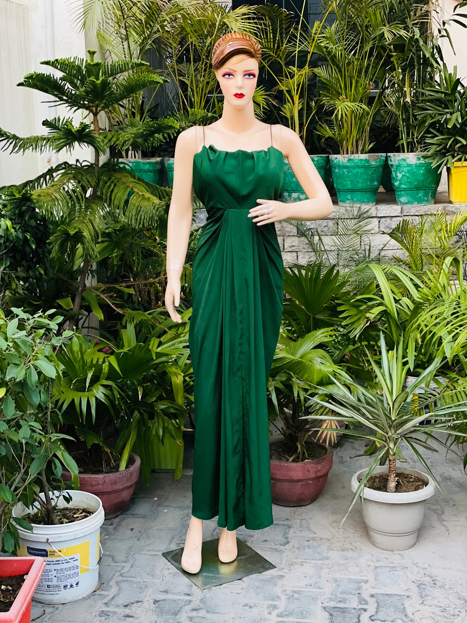 Bottle Green Crepe Drape