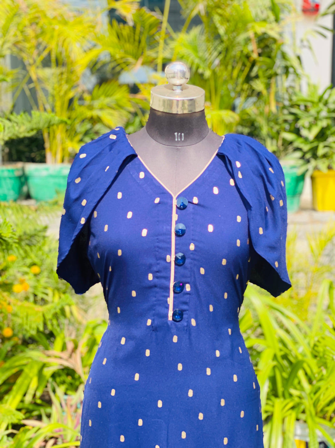 Navy Blue Foil Kurti