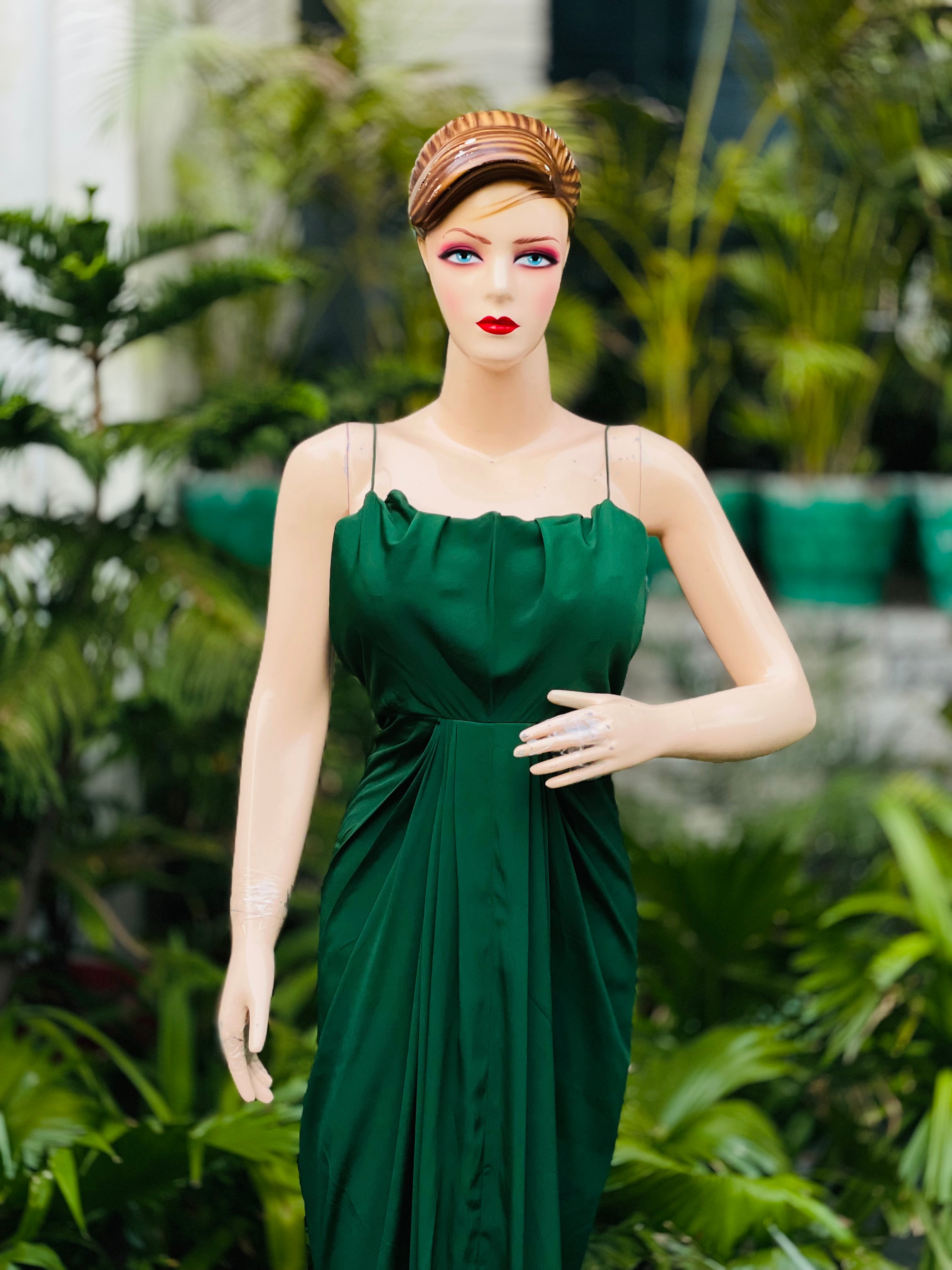 Bottle Green Crepe Drape