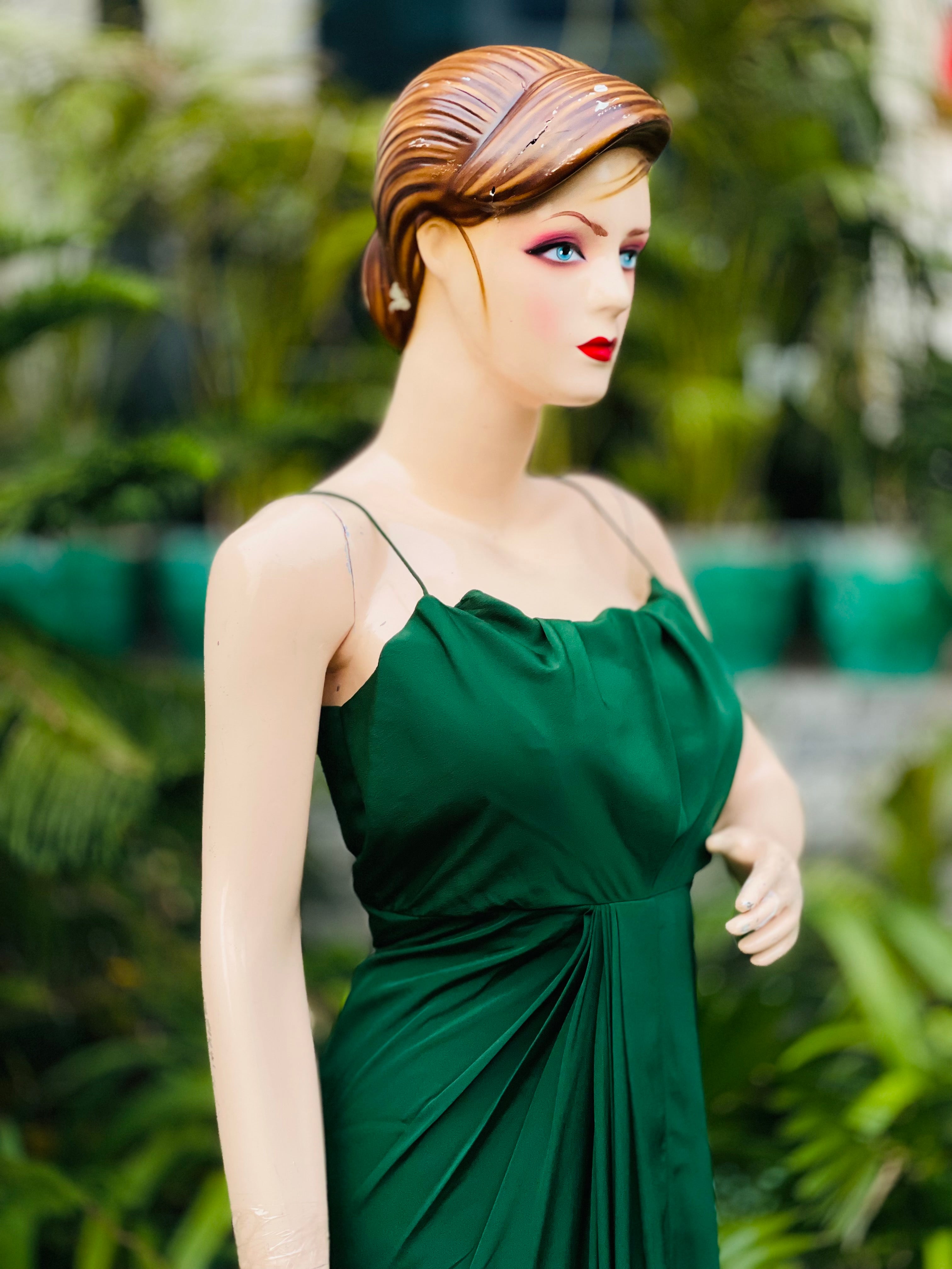 Bottle Green Crepe Drape