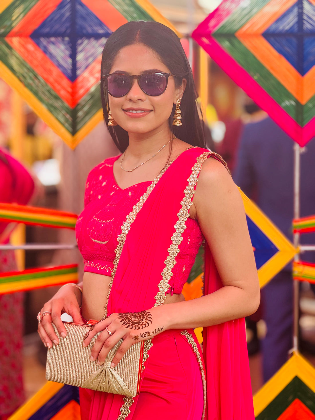 Carrot Pink Crepe Saree