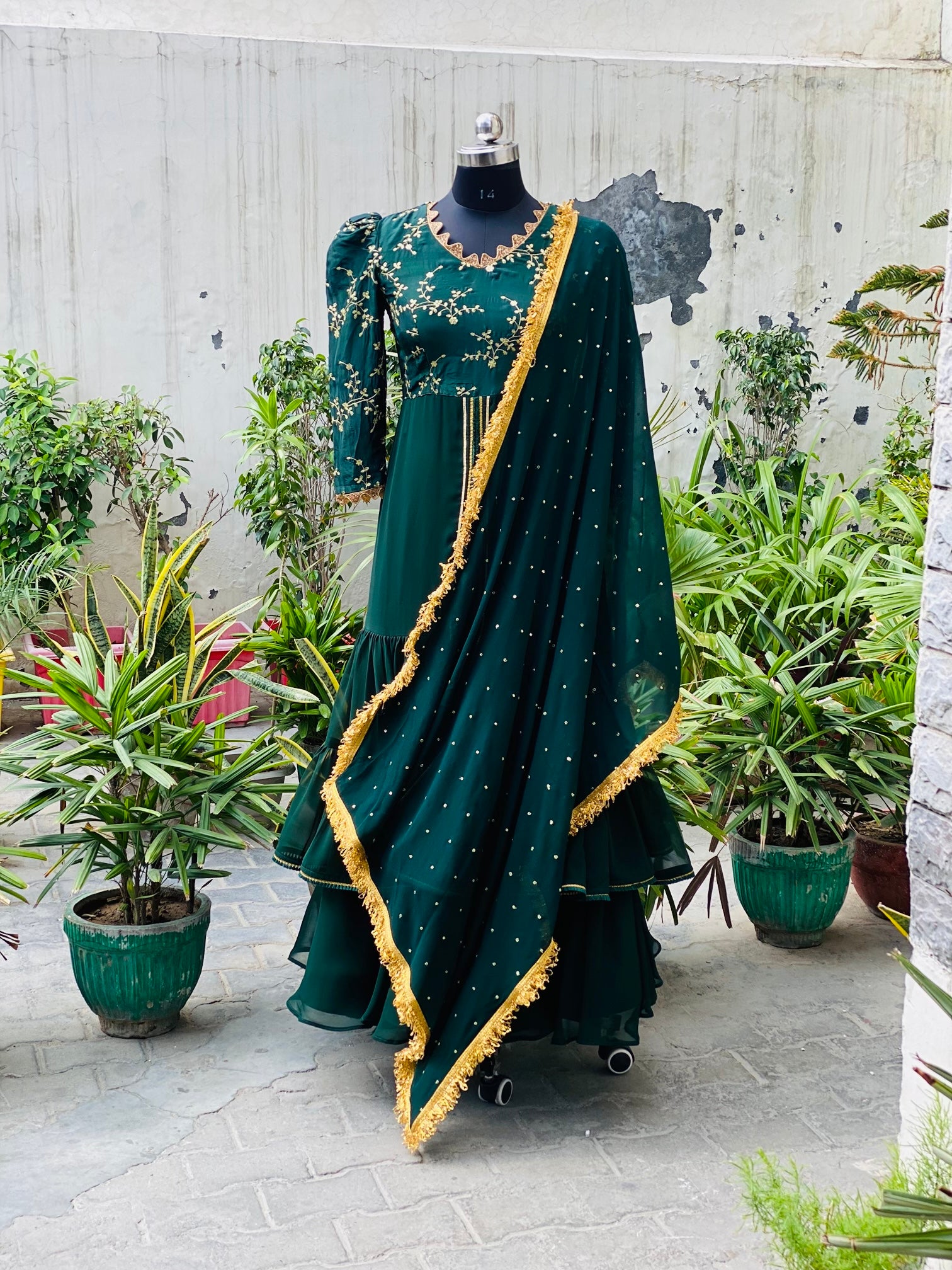 Bottle Green Lehenga
