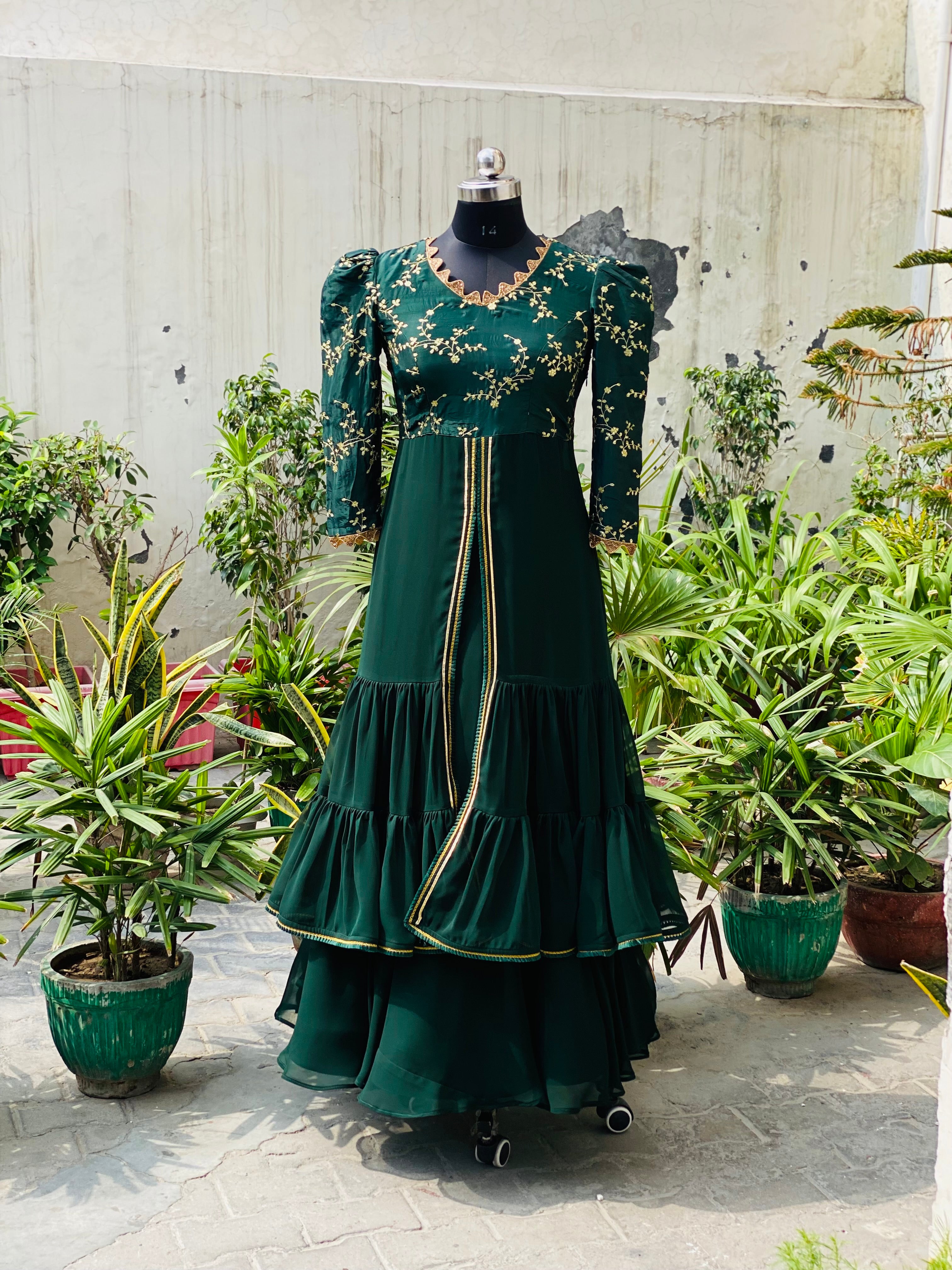 Bottle Green Lehenga
