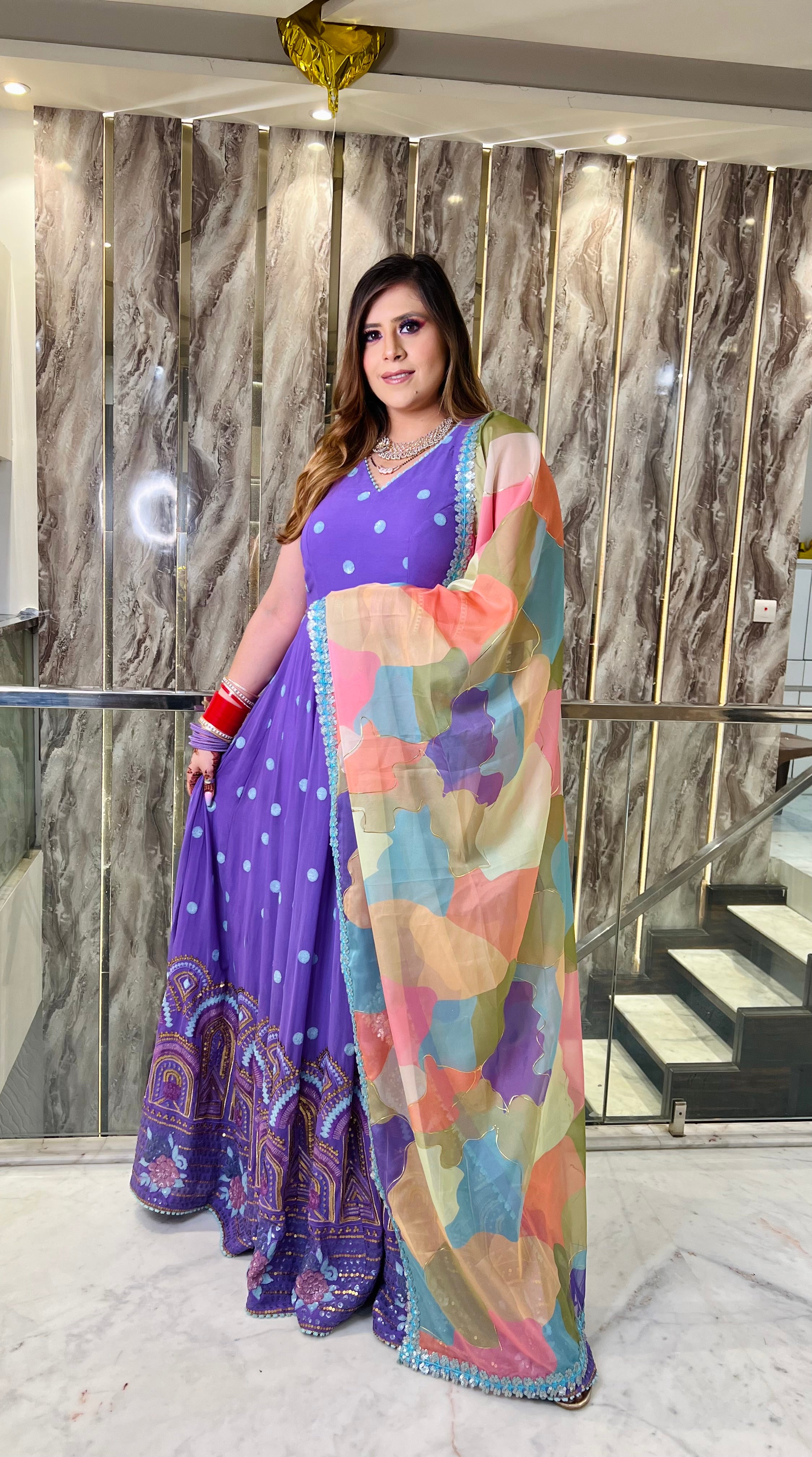 Lilac Embroidered Anarkali