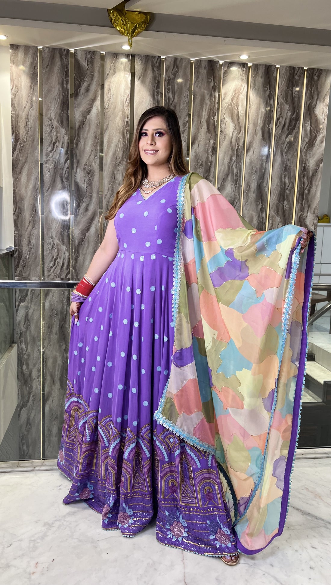 Lilac Embroidered Anarkali