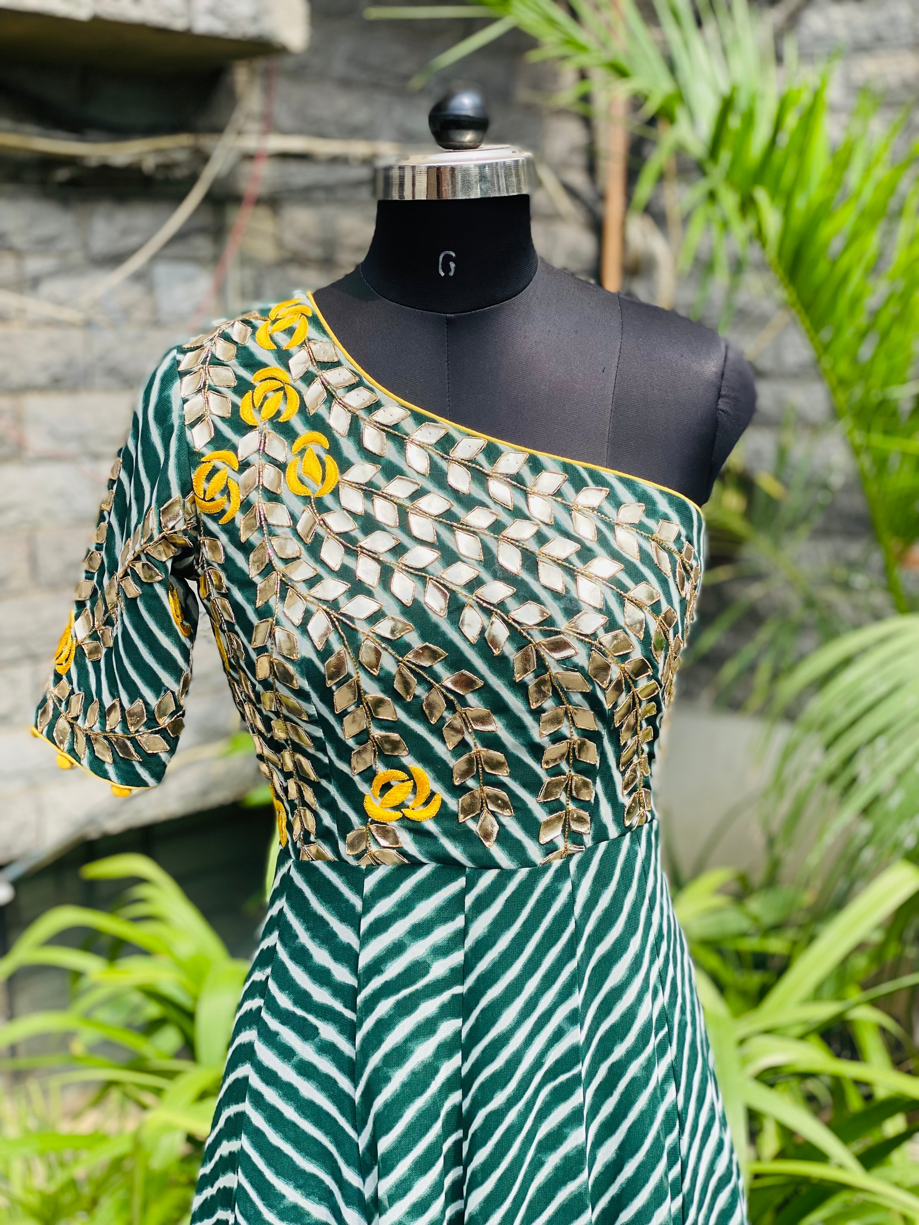 Guneet Green Ethnic Leheriya Maxi