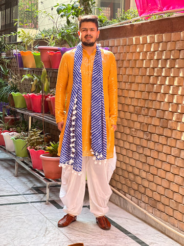 Menswear Yellow Sequin Kurta Set